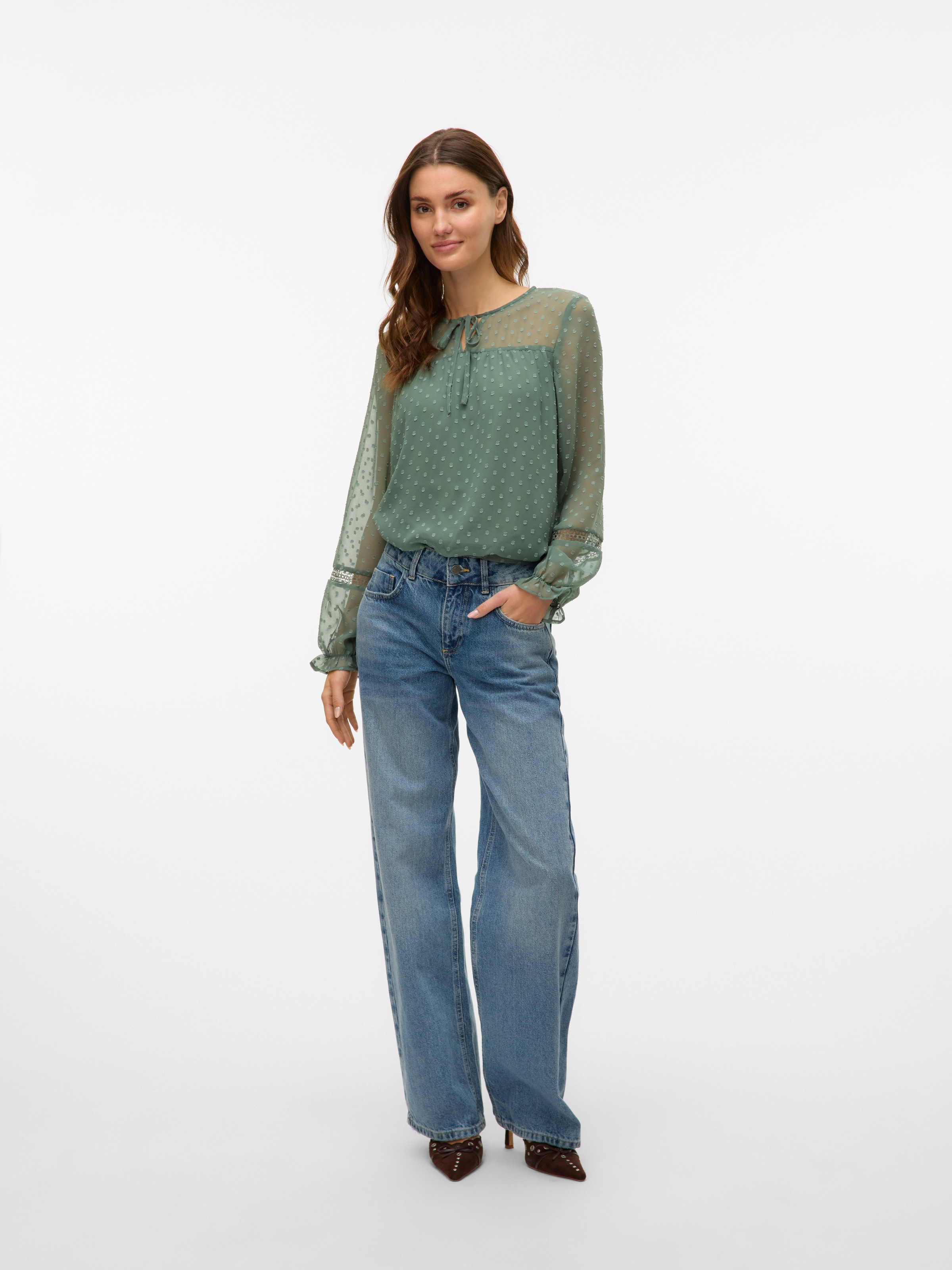 Vero Moda Langarmbluse »VMLEAH LS LACE TOP WVN GA NOOS«
