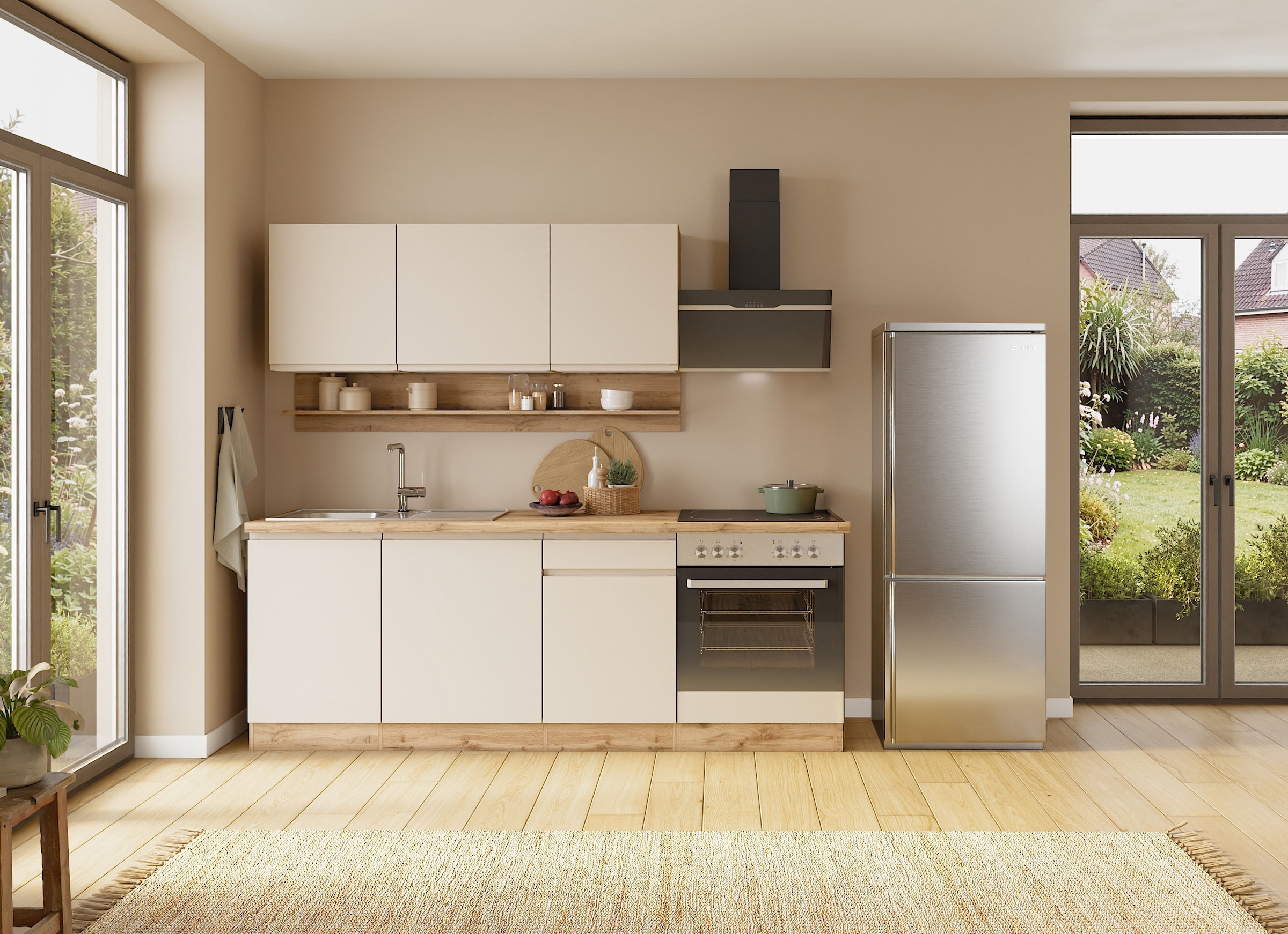 KOCHSTATION Spülenschrank »KS-Virginia,neu in verbesserter Ausführung« Stauraum, Softclose, ohne Armatur,  Breite 110 cm, inklusive Einbauspüle, Soft-Close