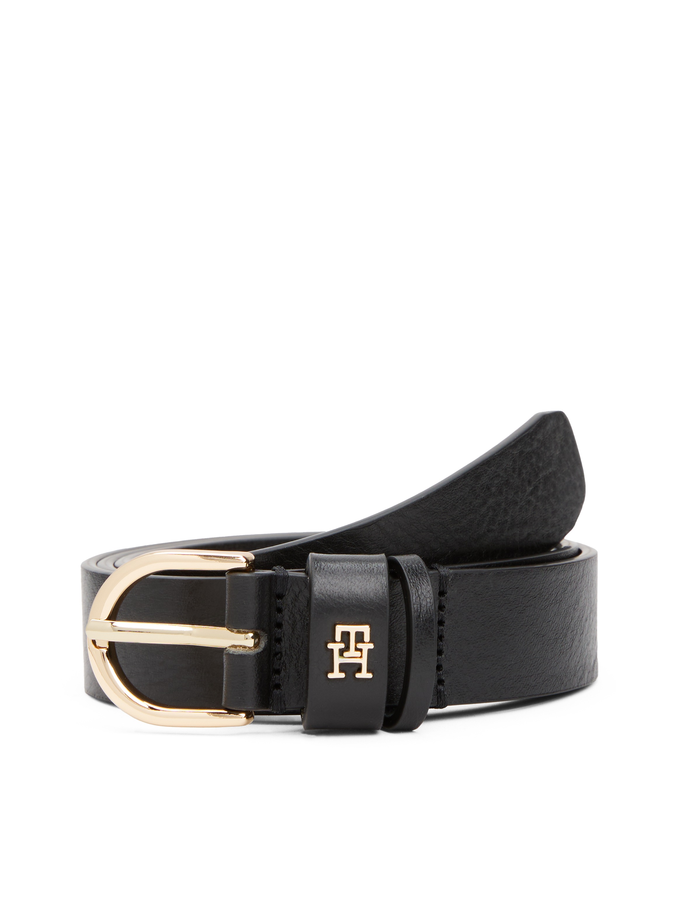Tommy Hilfiger Ledergürtel »ESSENTIAL EFFORTLESS 2.5 cm breit GOLD« Logoemblem, weiche Haptik, ovale Einfachdornschließe