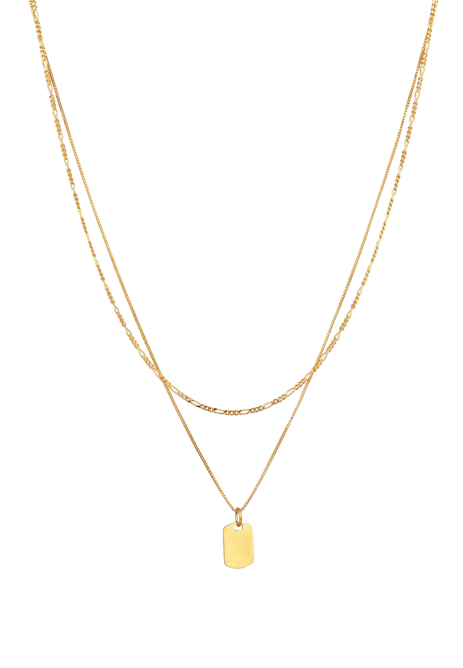 Kuzzoi Kette mit Anhänger »Halskette Herren Layer Figaro Venezianer Platte 925 Silber«