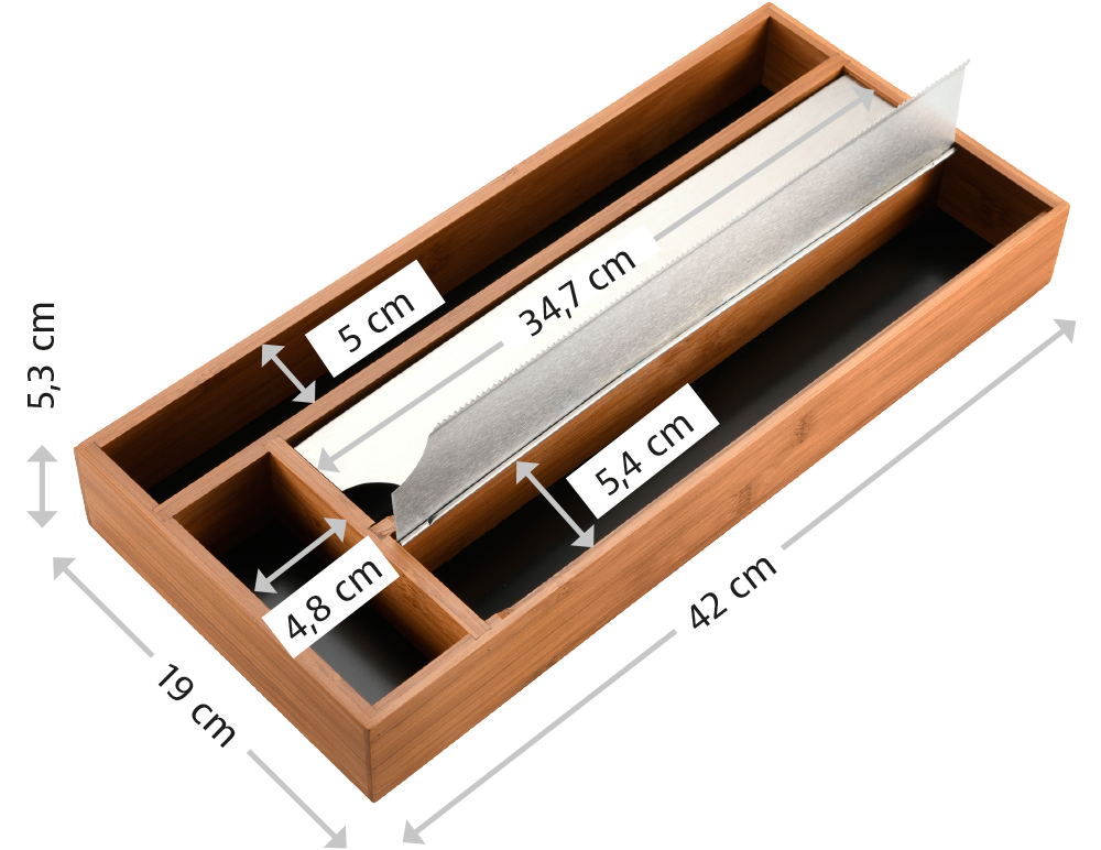 KESPER® Folienspender »Schubladen-Folienspender mit praktischen Abreißkanten aus Edelstahl«, (1 St.), aus FSC®-zertifiziertem Bambus, mit 4 Fächern, Maße ca.: 42x19x5,4 cm