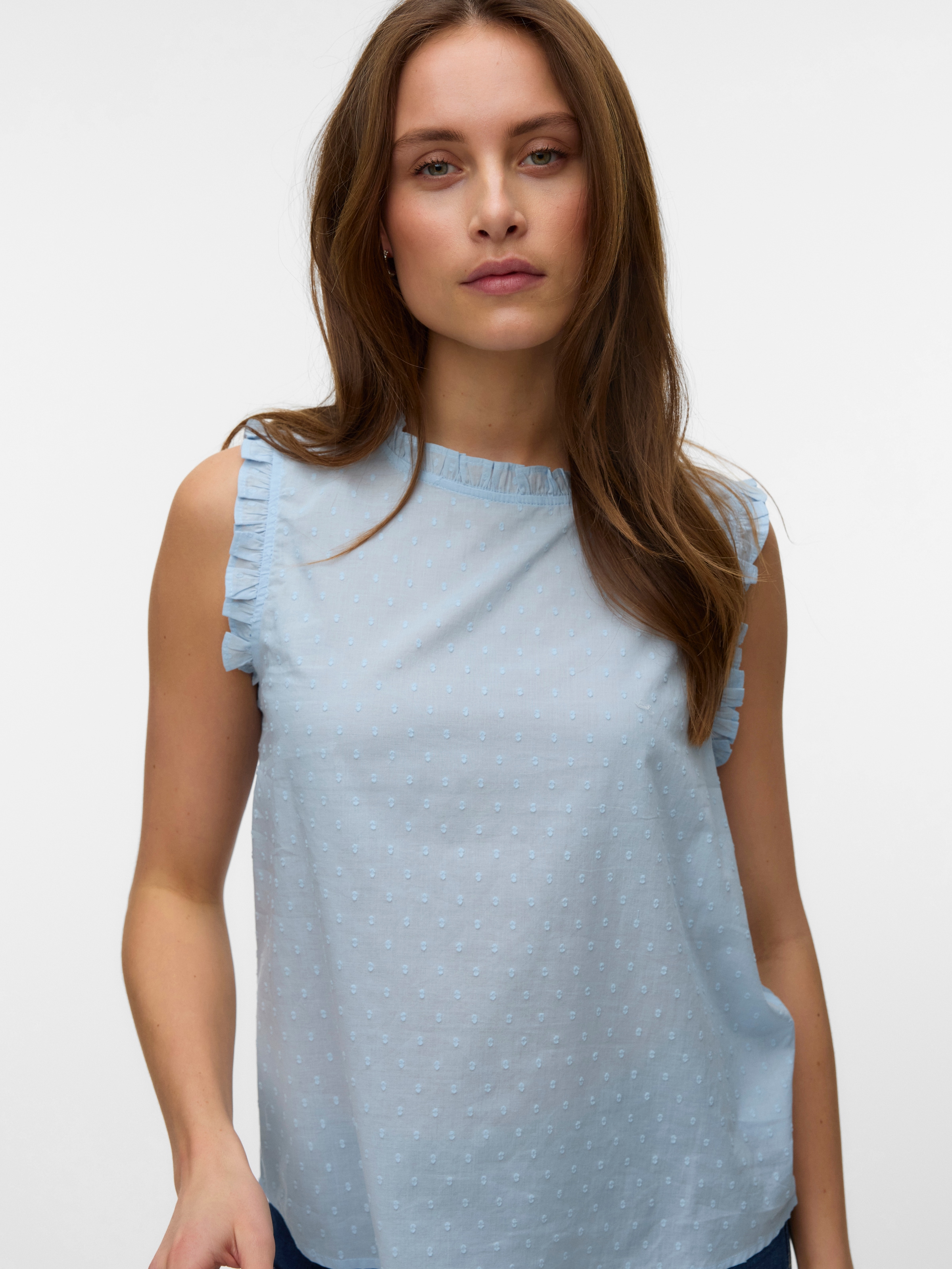 Vero Moda Rüschentop »VMTRINE SL TOP WVN NOOS« Baumwolle