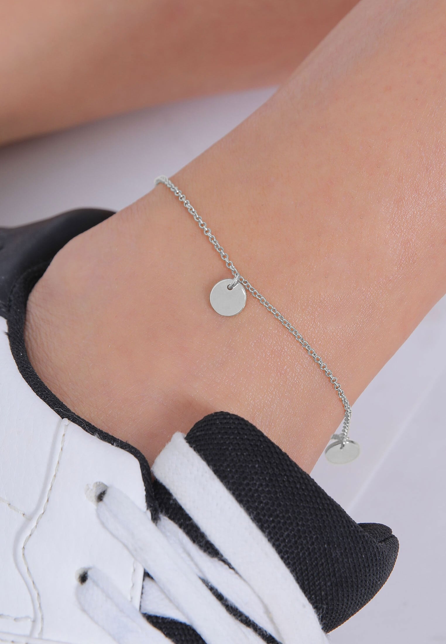 Elli Fußkette »Fußschmuck Plättchen Boho Style 925 Silber«