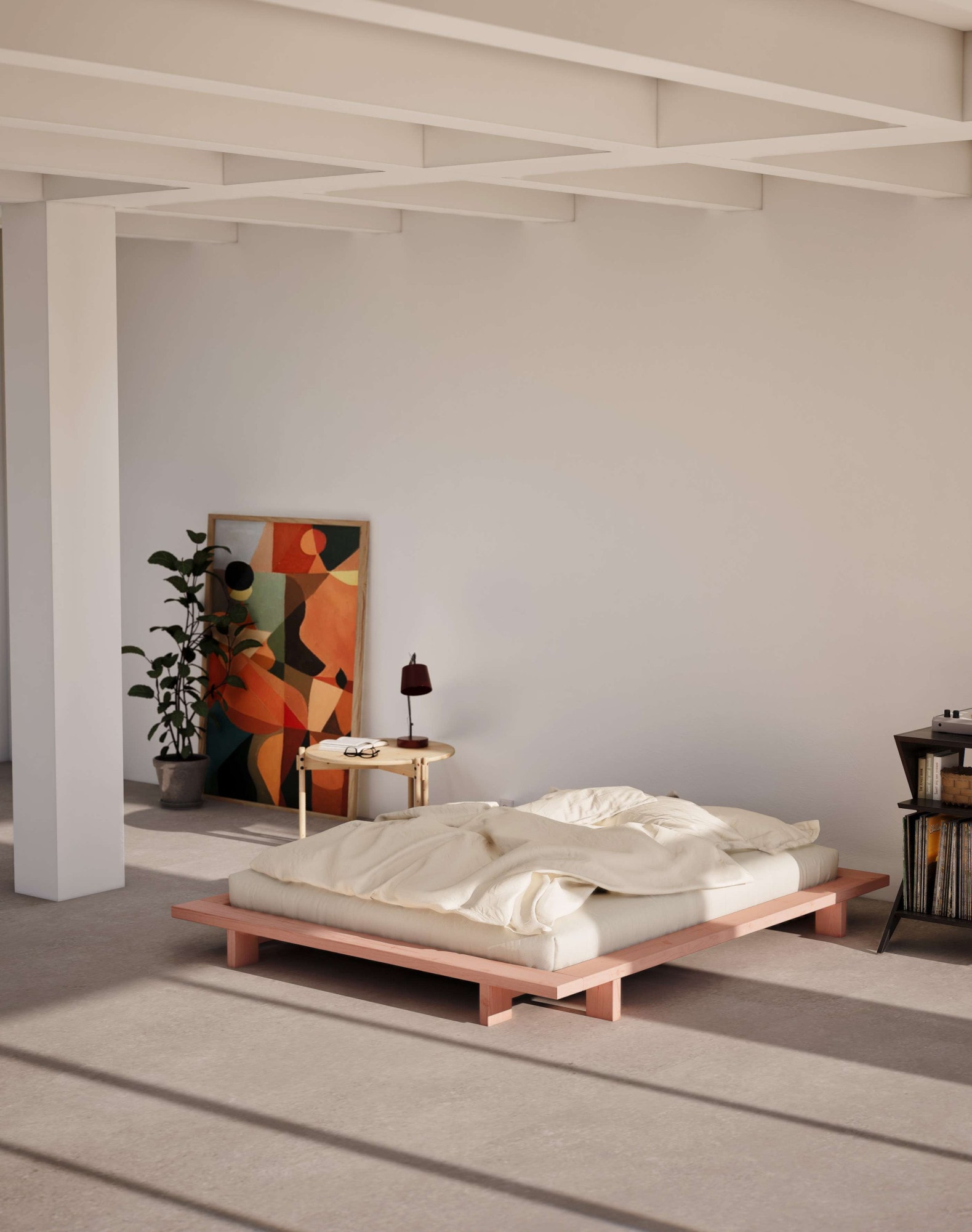 Karup Design Bettgestell »JAPAN BED, Futonbett, Bodenbett, Holzrahmen, Jugendbett, Holzbett«, Massivholzbett mit Lattenrost, Kiefer massiv, Doppelbett ohne Kopfteil