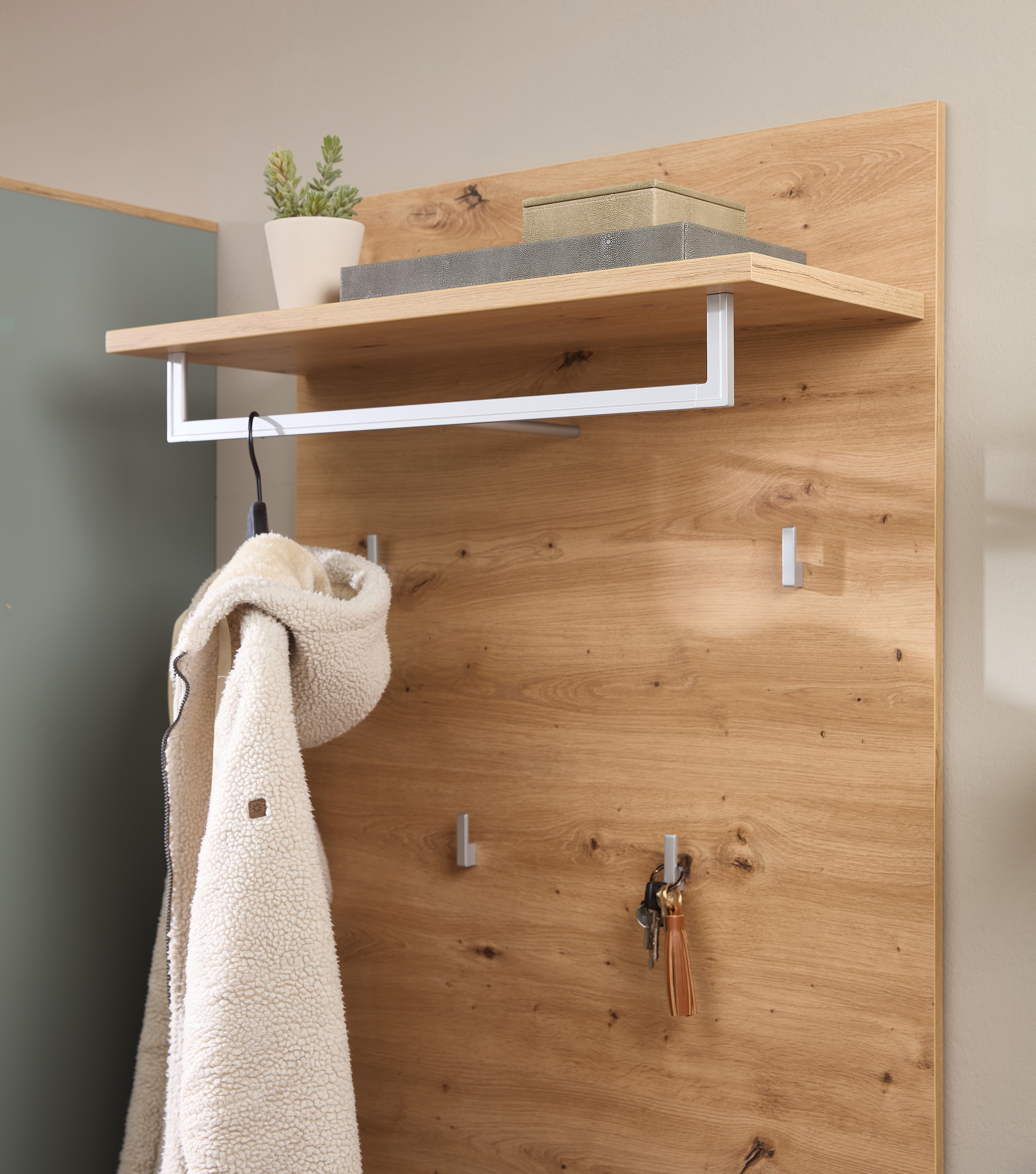 Innostyle Garderobenpaneel »BARI Graderobenpaneel, BxHxT 40x158x30 cm«, (1 St.), 2 Ablageboden, 1 Kleiderstange, 4 Haken