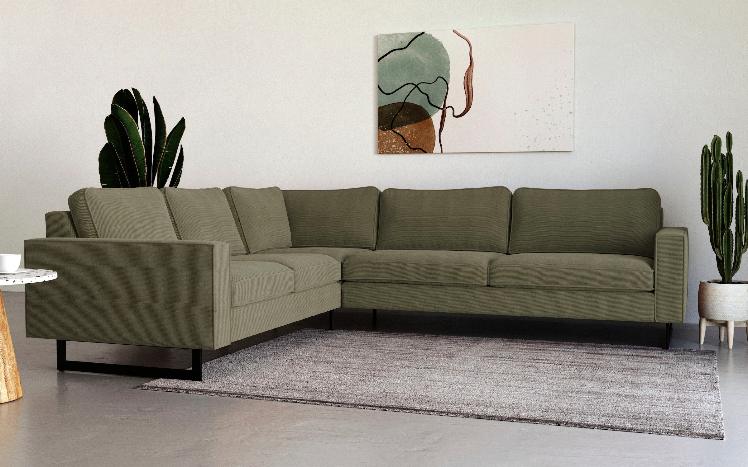 Ecksofa »Pinto, 250/290 cm, langer Schenkel, XXL, Ottomane«, Cord, Feincord,...