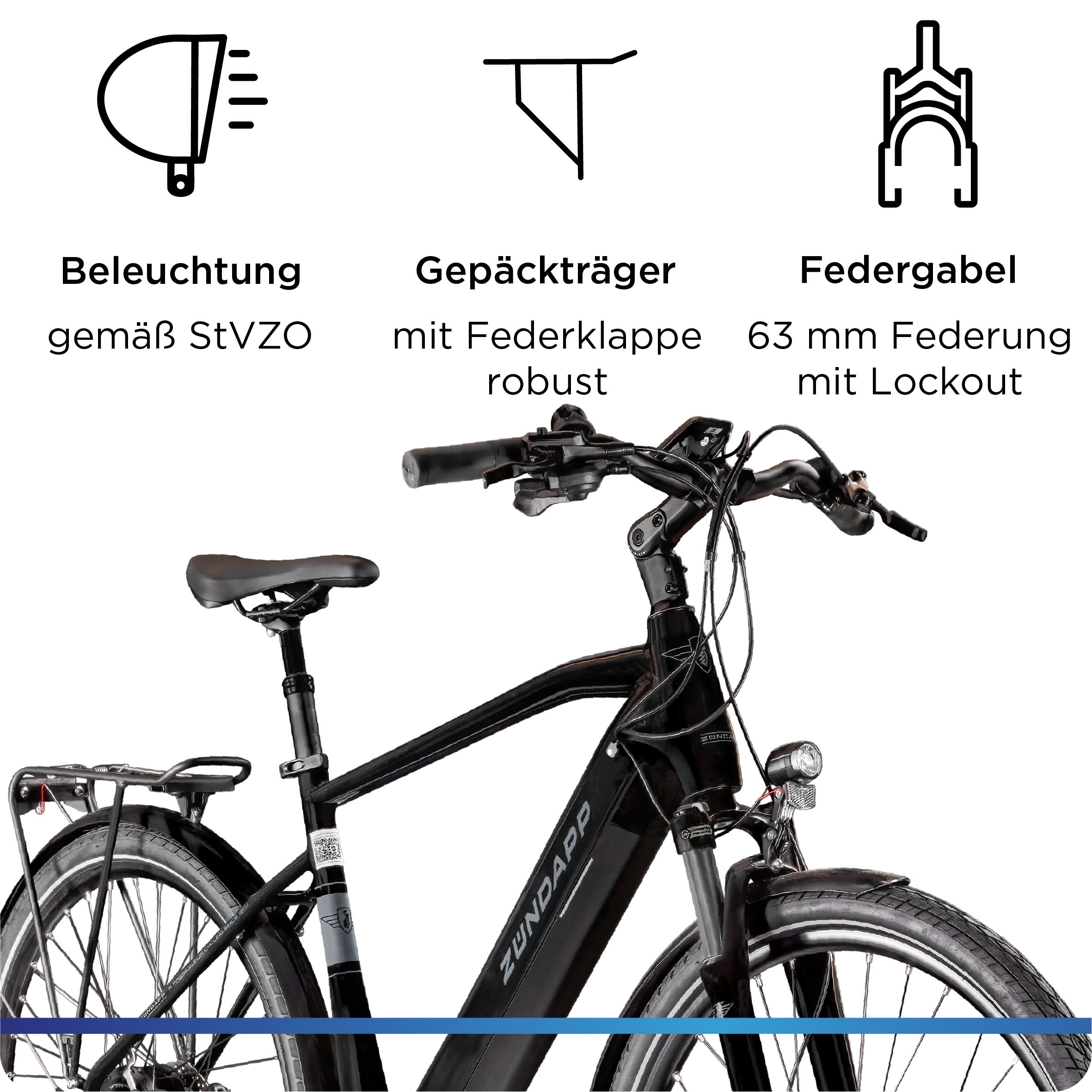Zündapp »Z810« 24 Gang Shimano Altus RD-M310 Schaltwerk Kettenschaltung Heckmotor 250 W Pedelec, Elektrofahrrad für Herren