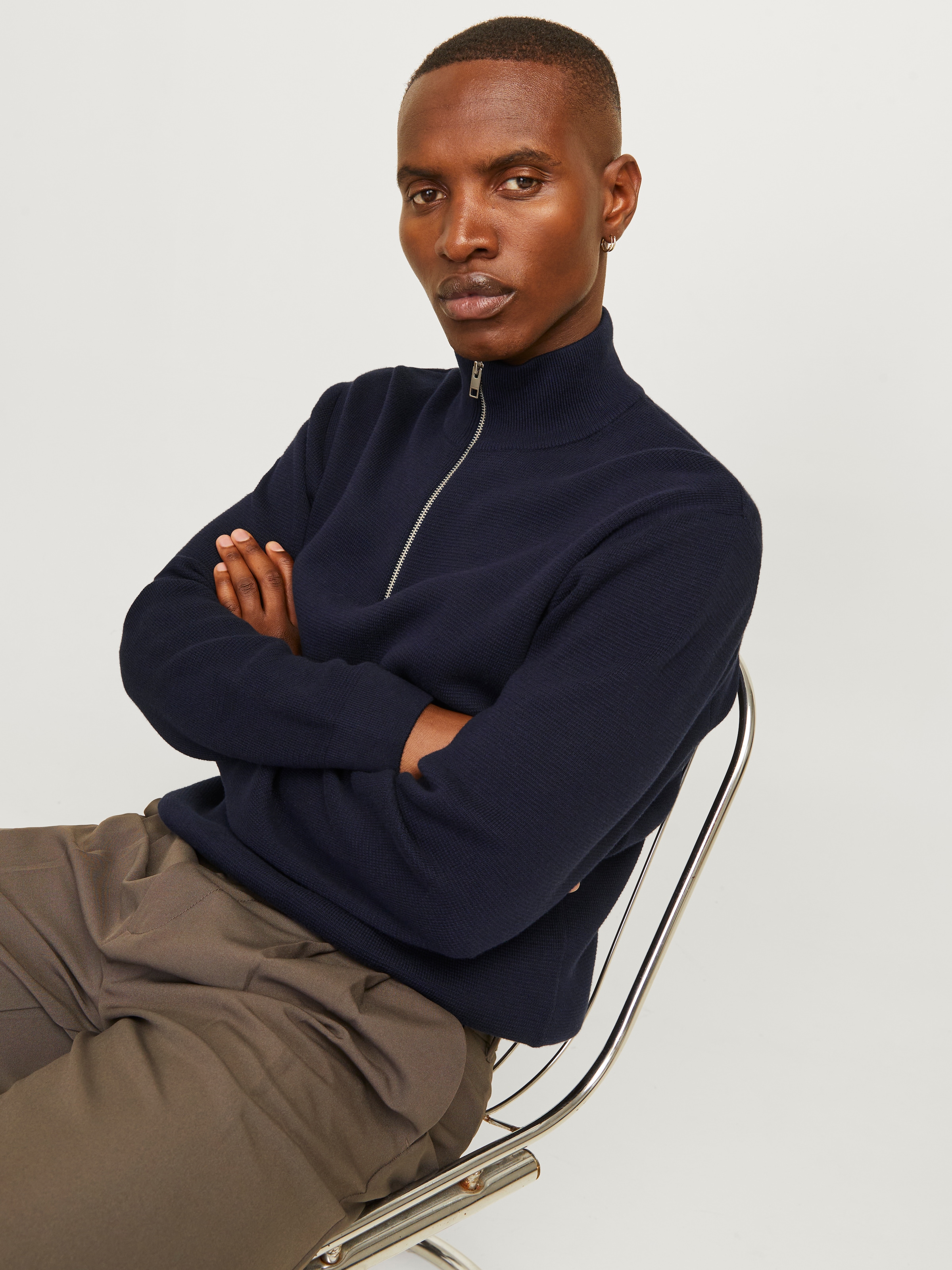 Jack & Jones Troyer »JPRBLAMILANO STITCH KNIT HALF ZIP SN«, mit kurzem Reißverschluss