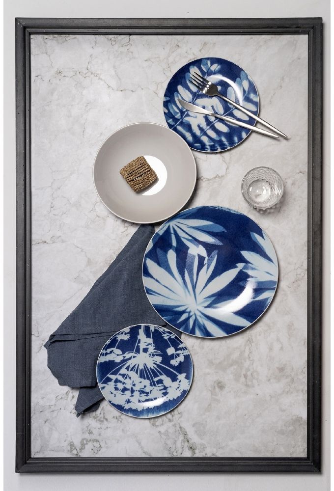 Villa d'Este Tafelservice »Geschirr-Set, Service Sensation blue«, (Set, 18 tlg.), Speiseteller, Suppenteller, Dessertteller, 18 Teile, für 6 Personen