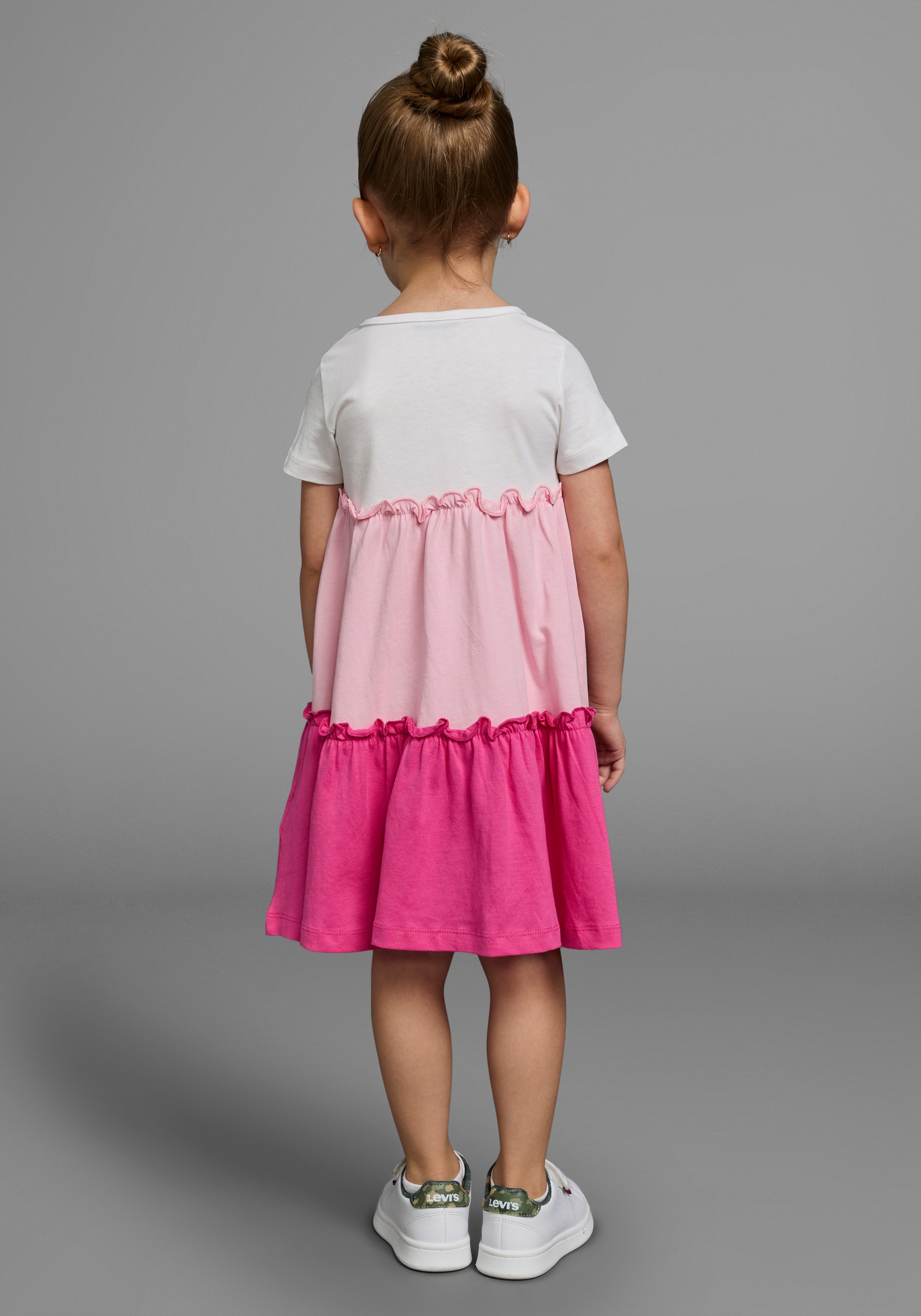 KIDSWORLD Jerseykleid »- Volantkleid für kleine Mädchen«, festliche Anlässe, kniefreie Länge, verspielter Stil