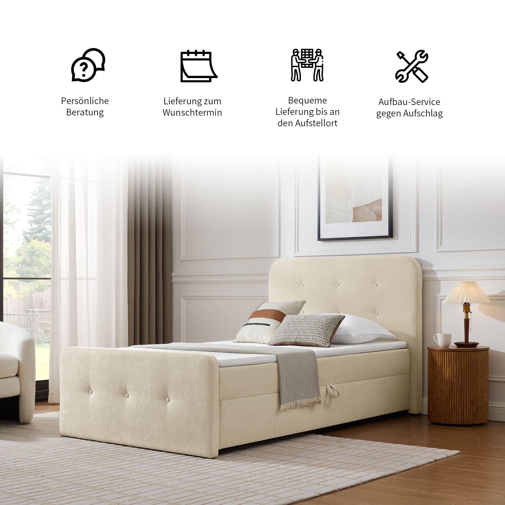 Home affaire Boxbett »Amrum inkl. Bettkasten, Liegefläche 120 und 180x200cm« inkl. Topper, erhältlich in verschiedenen Farben