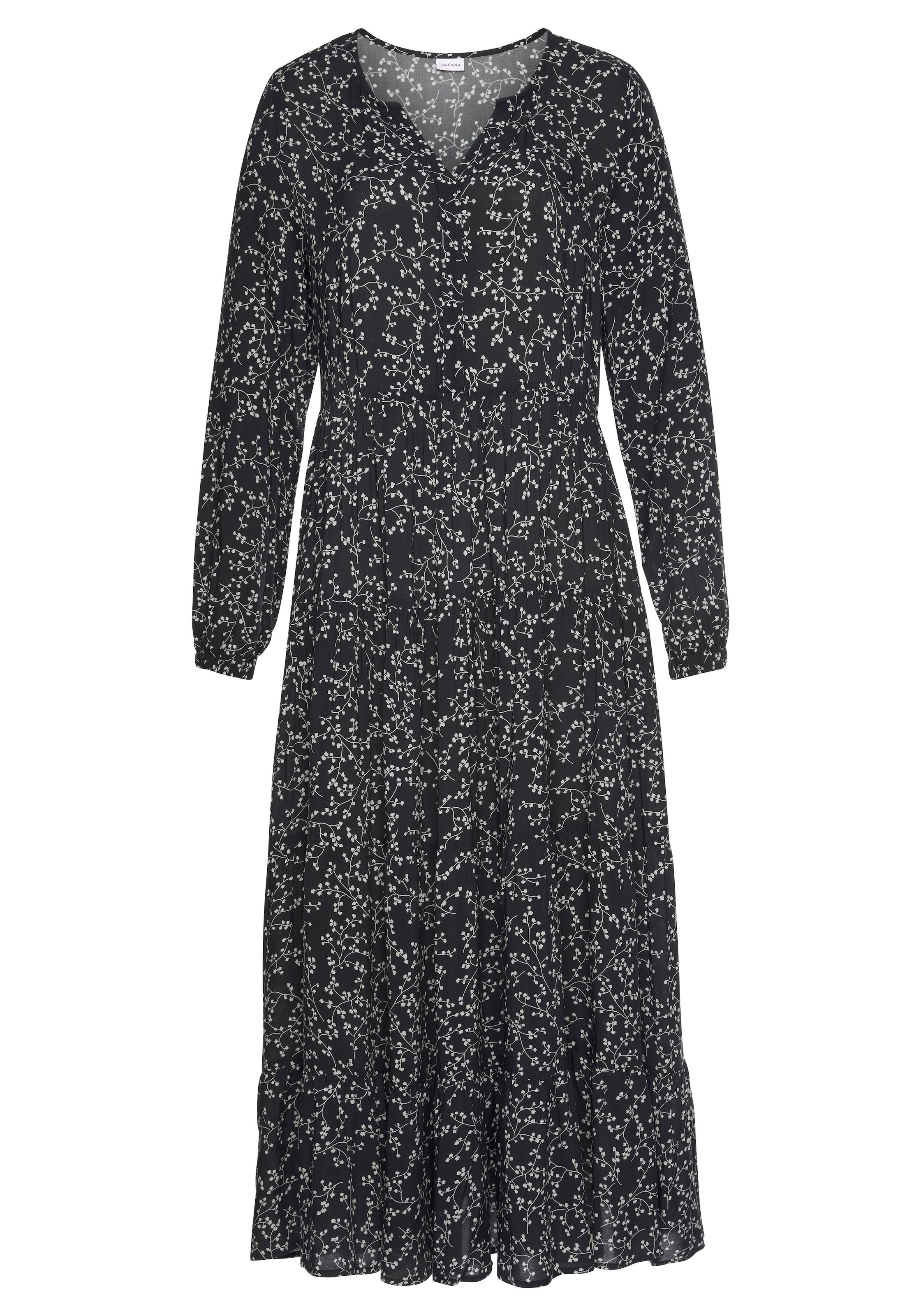 LASCANA Maxikleid, mit Blumenprint und Volants, locker bequemer Look  bestellen online bei OTTO