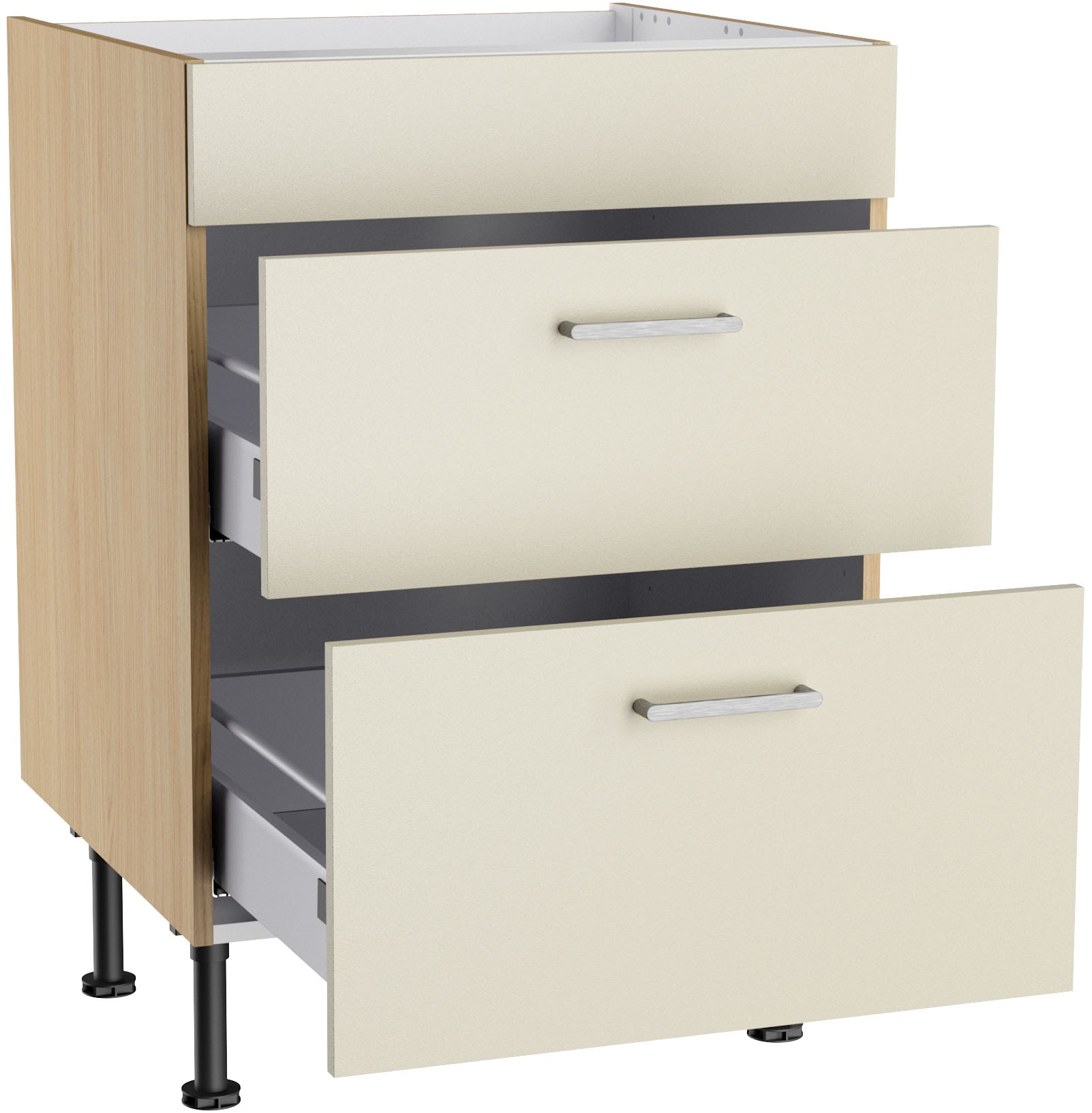 KOCHSTATION Kochfeldumbauschrank »KS-Lucy« Breite 60 cm, mit 2 Auszügen, Soft-Close, höhenverstellbare Füße