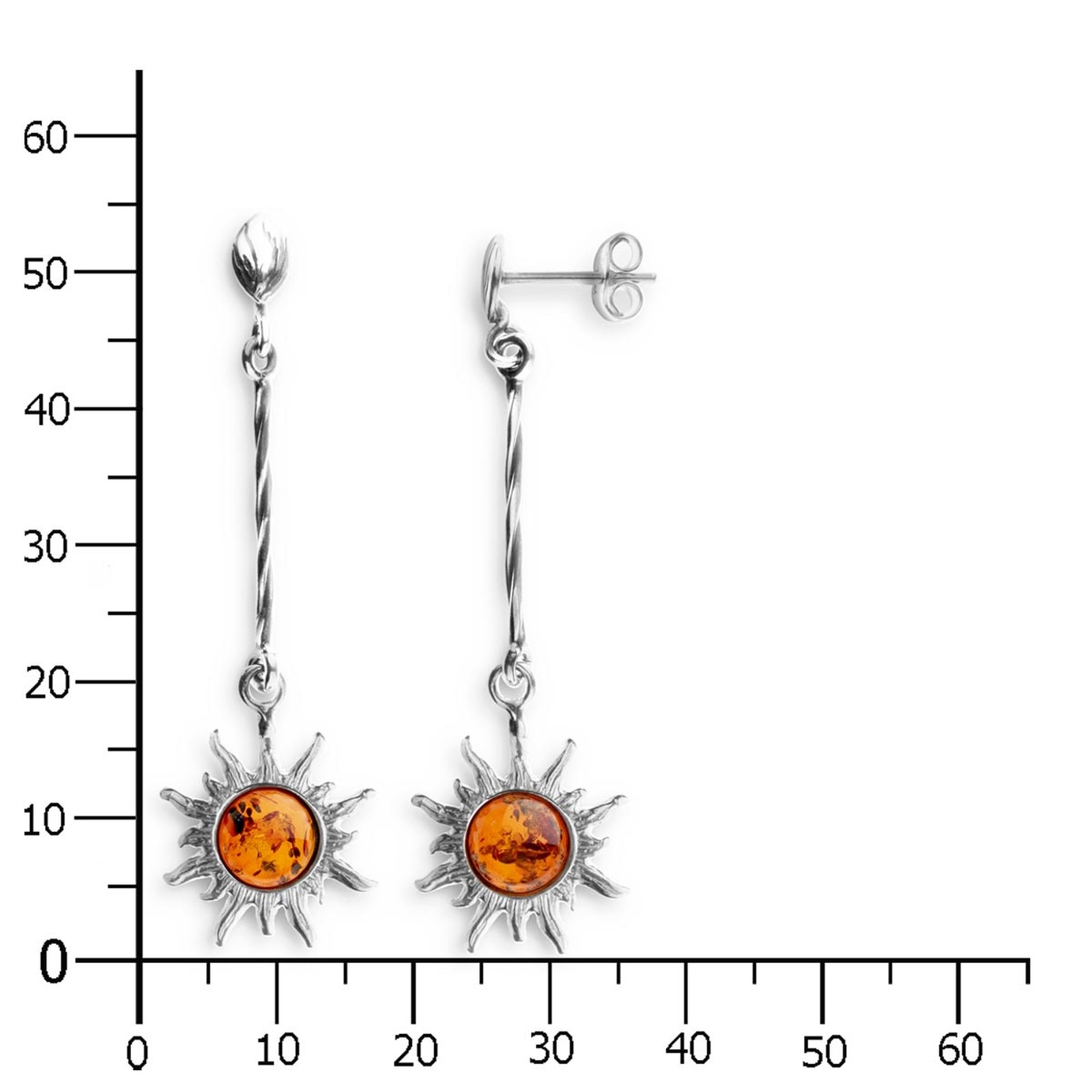 OSTSEE-SCHMUCK Paar Ohrhänger »- Sonne 19 mm - Silber 925/000 - Bernstein«