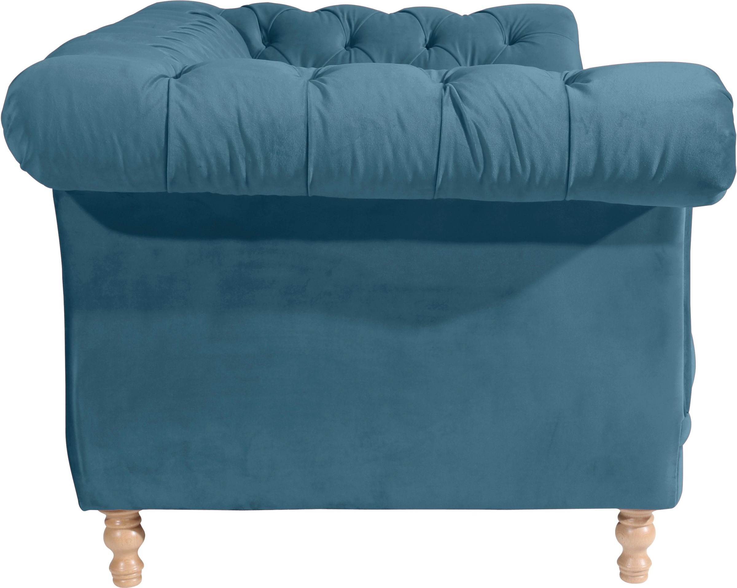 Max Winzer® Chesterfield-Sofa »Isabelle«, mit Knopfheftung & gedrechselten Füßen in Buche natur, Breite 200 cm