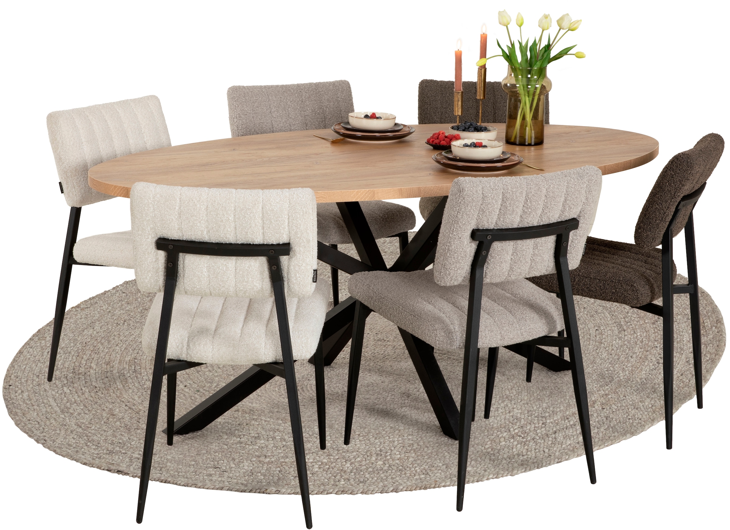 OMG Design Esszimmerstuhl »Dirk«, (Set), 1 St., Stoff, moderner Boucle Bezug, bequem gepolstert