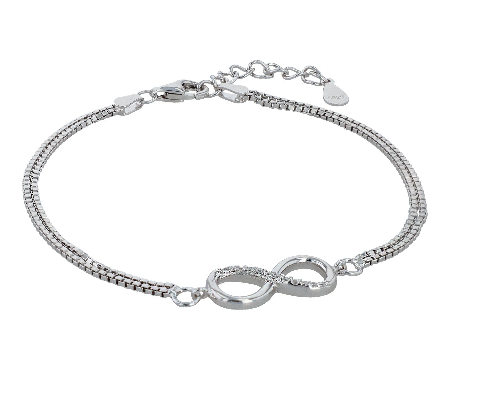 Adelia´s Armband »Damen Armband ¿ Unendlichkeitszeichen aus 925 Silber mit Zirkonia 17+3 cm«