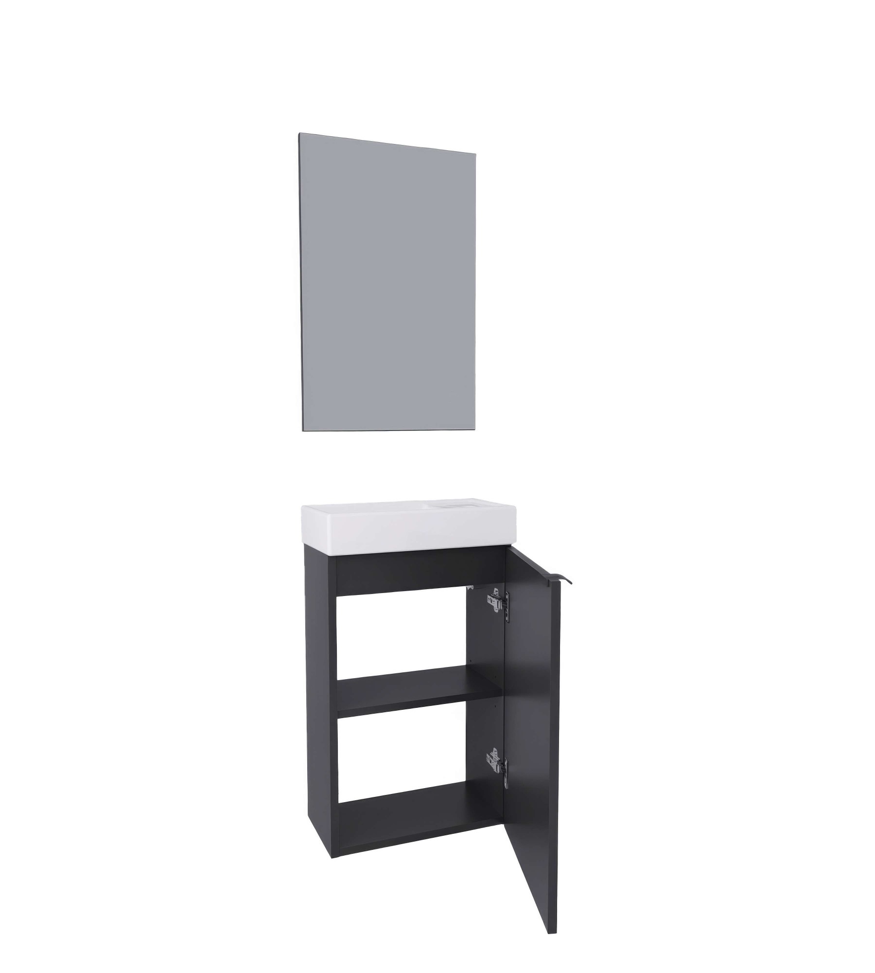 welltime Badmöbel-Set »Badmöbel-Set Gesa, Schrank mit Waschbecken und Spiegel, wandhängend«, Waschbeckenunterschrank mit Wachbecken und Spiegel