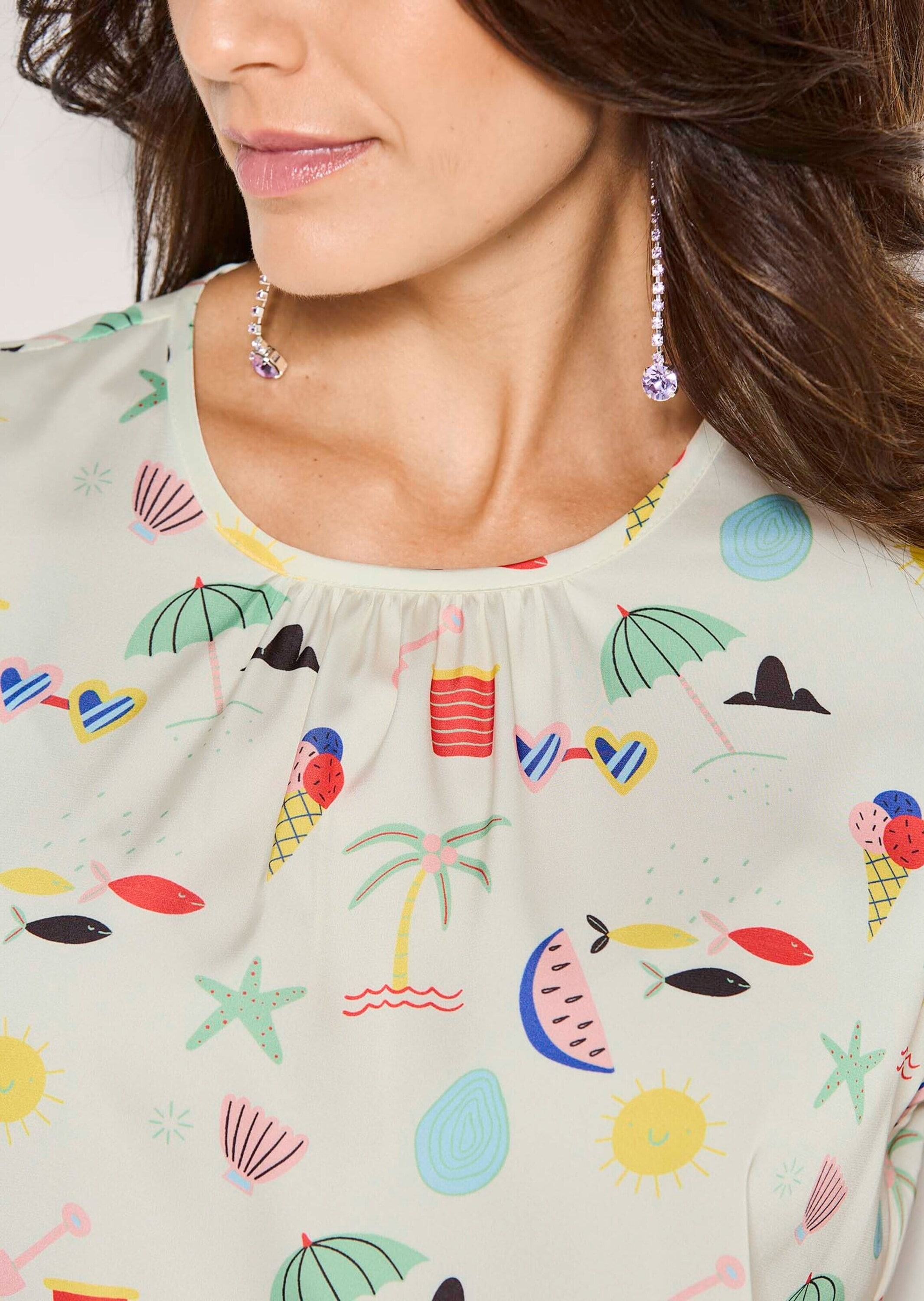 MADELEINE Shirtbluse »Blusenshirt Druckbluse mit sommerlichem Print« Nackenschliz