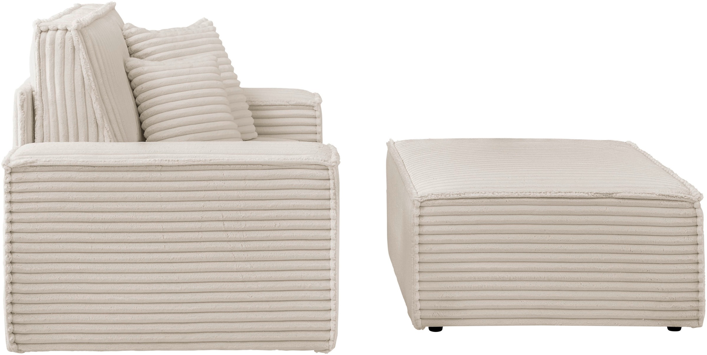 OTTO home Loveseat »FINNLEY, Loveseat & Hocker im Set, trendige Stoffe, inkl. Zierkissen« 2 Stk. tlg. verfügbar in den Stoffqualitäten Bouclé, Struktur fein und Mega Cord