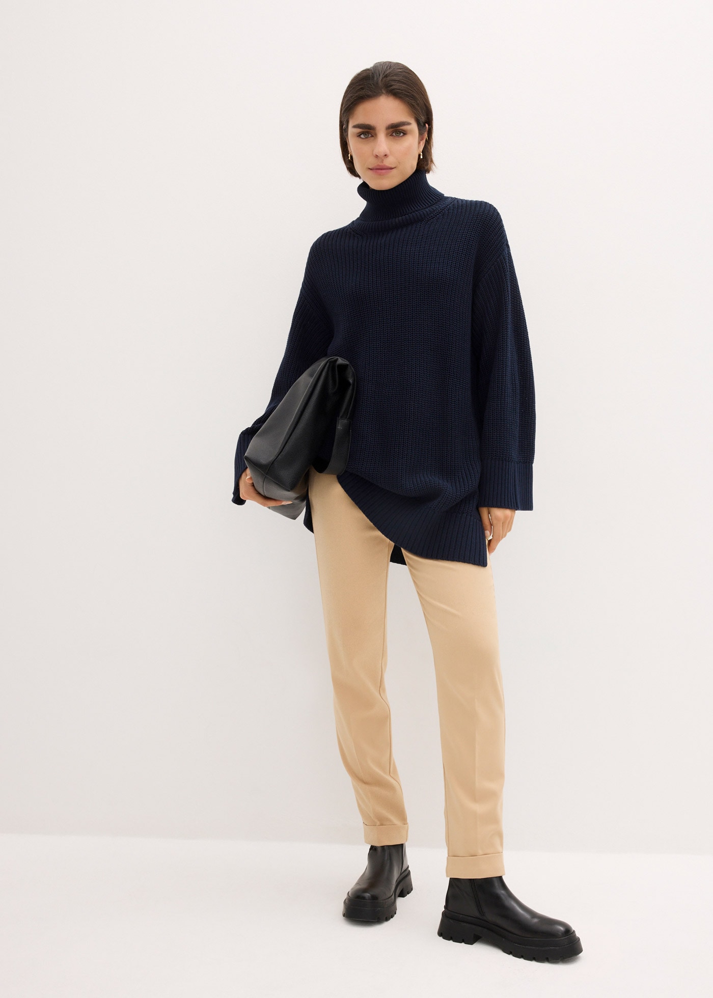 bonprix Rollkragenpullover »Oversize-Rollkragenpullover aus Baumwoll-Mix« Oversize-Rollkragenpullover aus Baumwoll-Mix