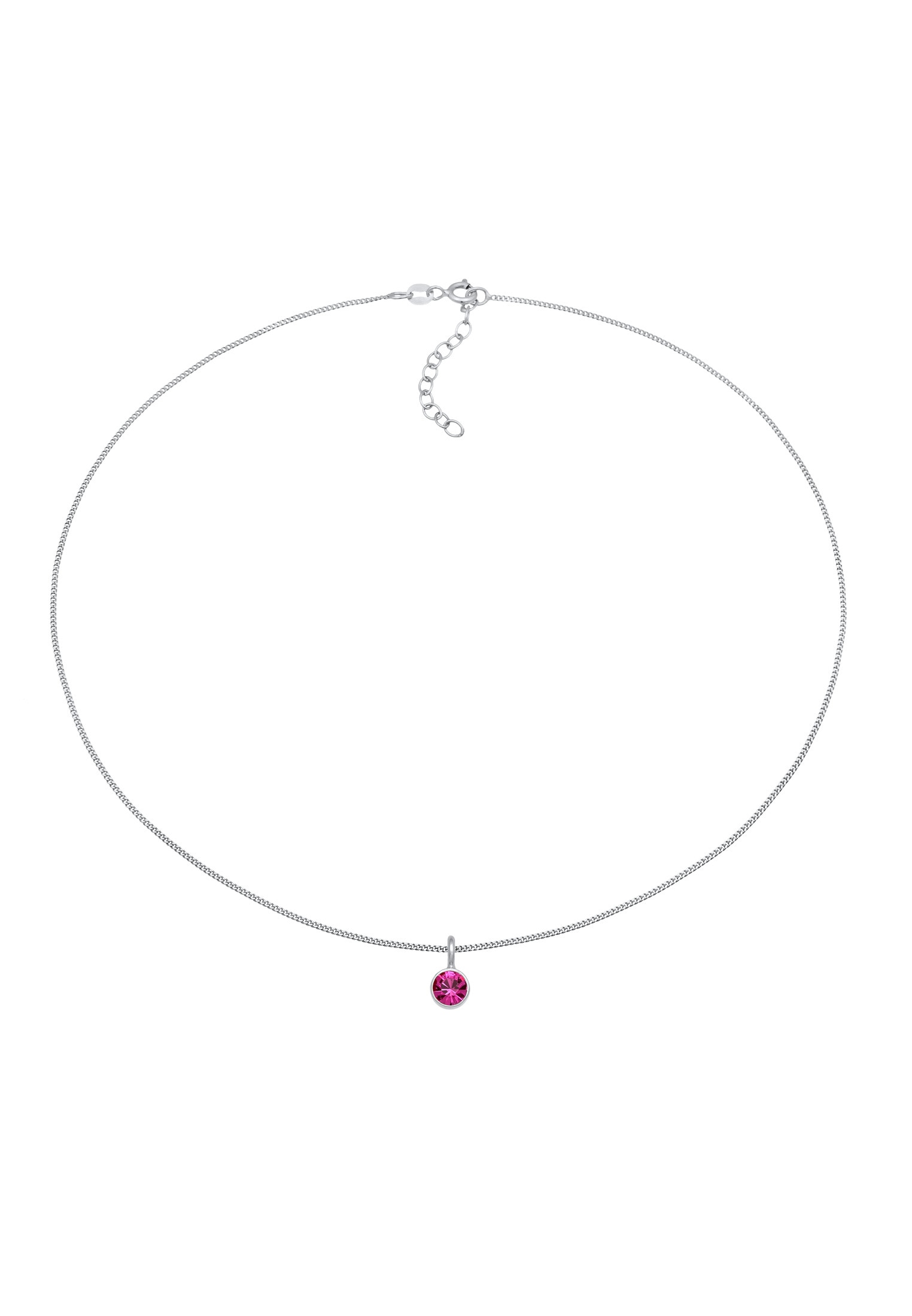 Elli Choker »Halskette Kristall Solitär Pink 925 Silber«