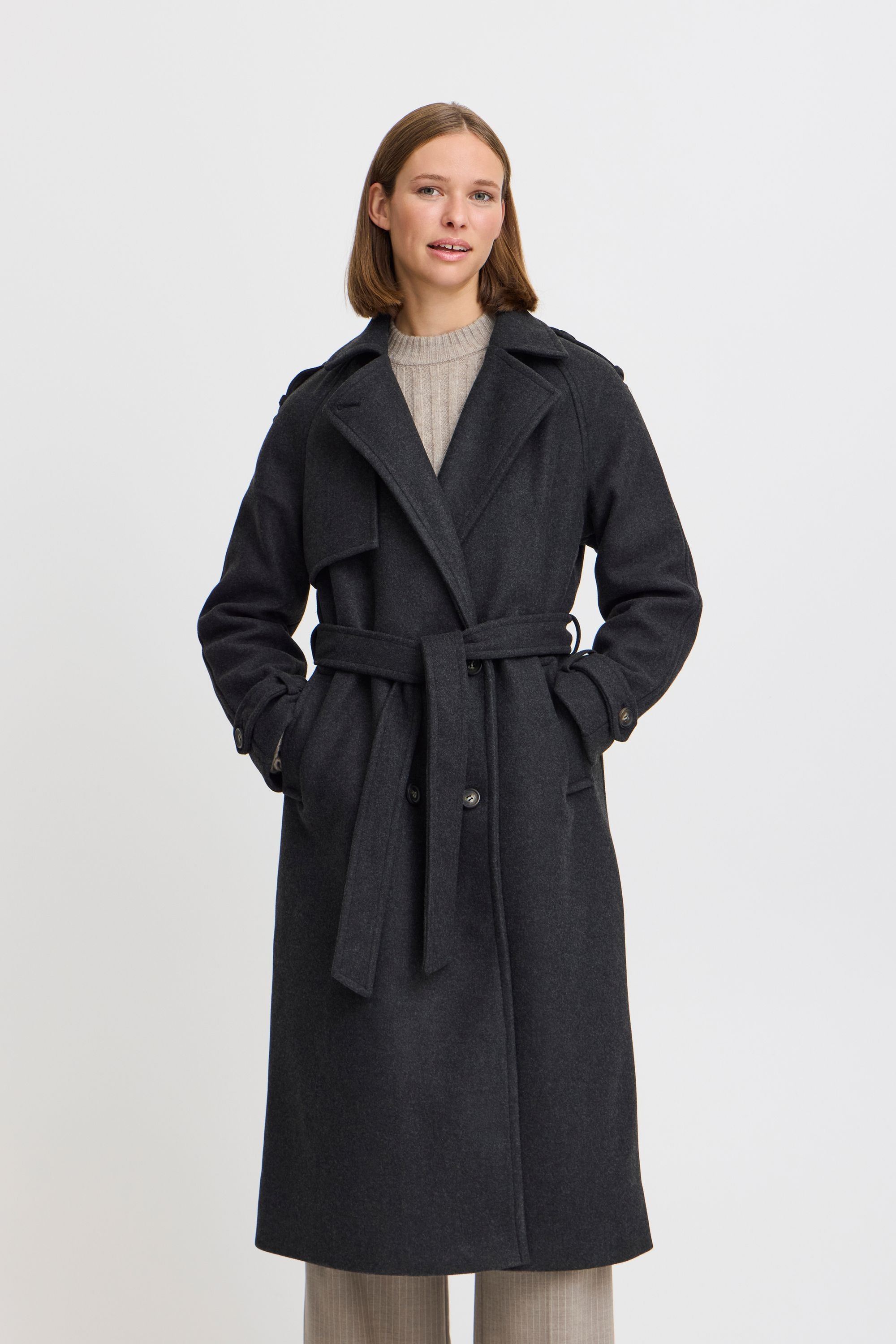 b.young Wollmantel »Wollmantel BYCILIA TRENCH COAT -«