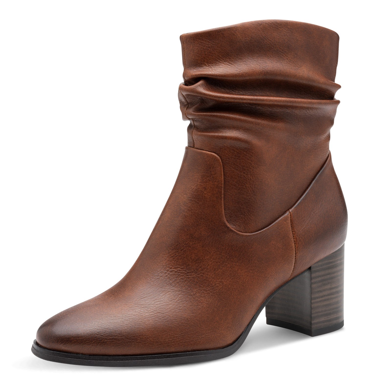 MARCO TOZZI Stiefelette, Blockabsatz, Businessschuh mit Falten im slouchy Look