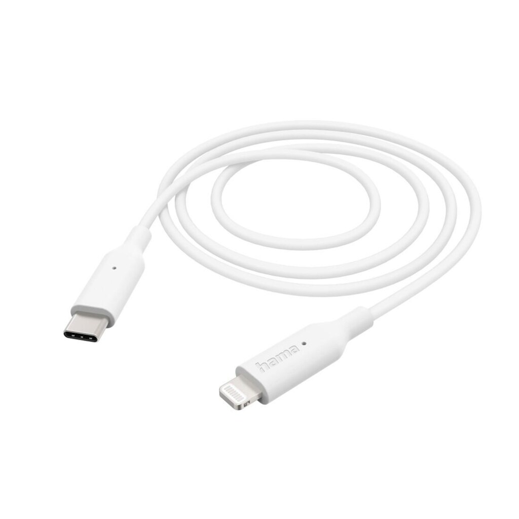 Hama USB-Kabel »USB-Kabel Ladekabel, USB-C - Lightning, 1 m, Weiß«