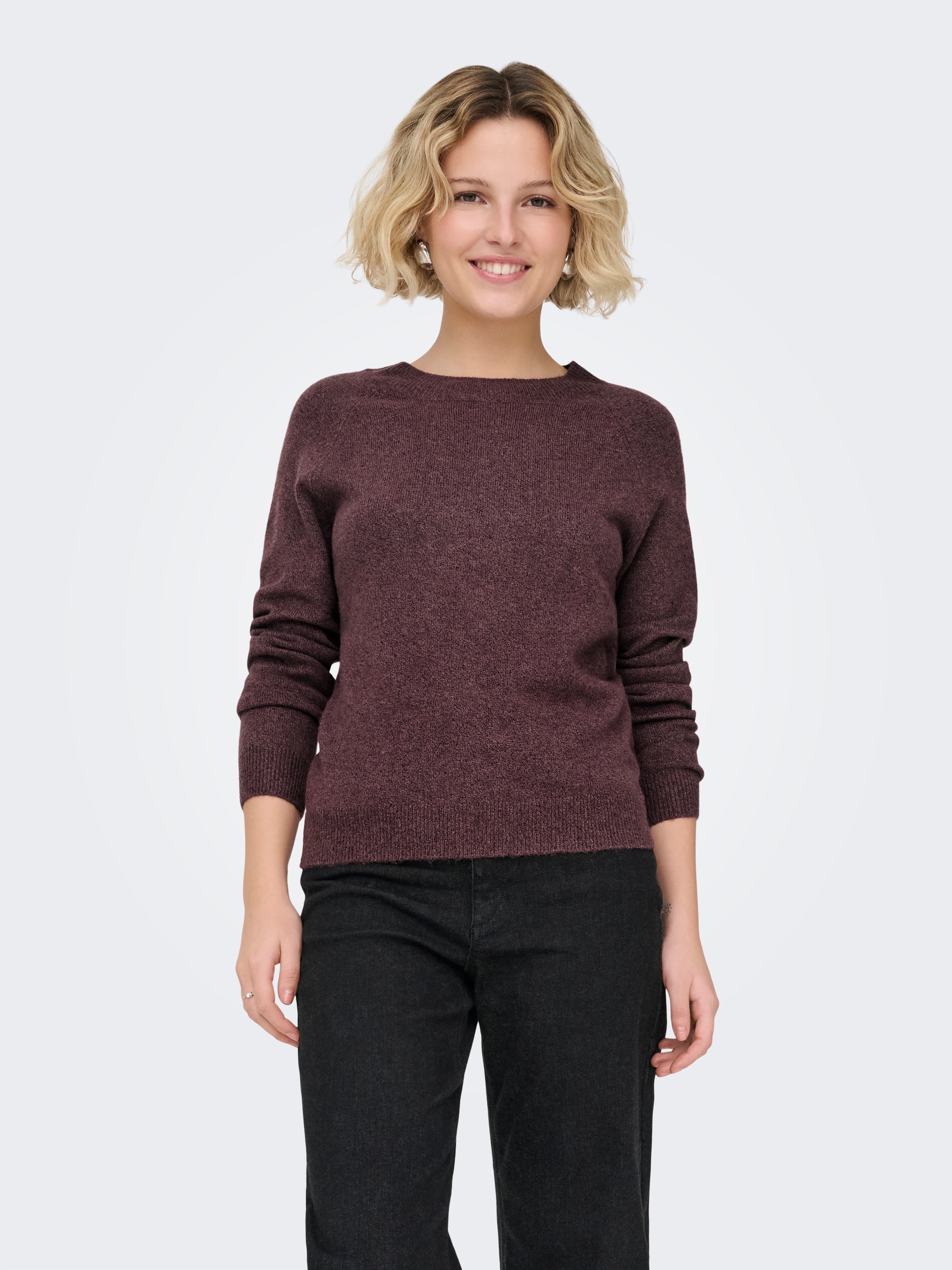 ONLY Rundhalspullover »ONLRICA LIFE L/S PULLOVER  KNT NOOS« Materialmix, regular fit