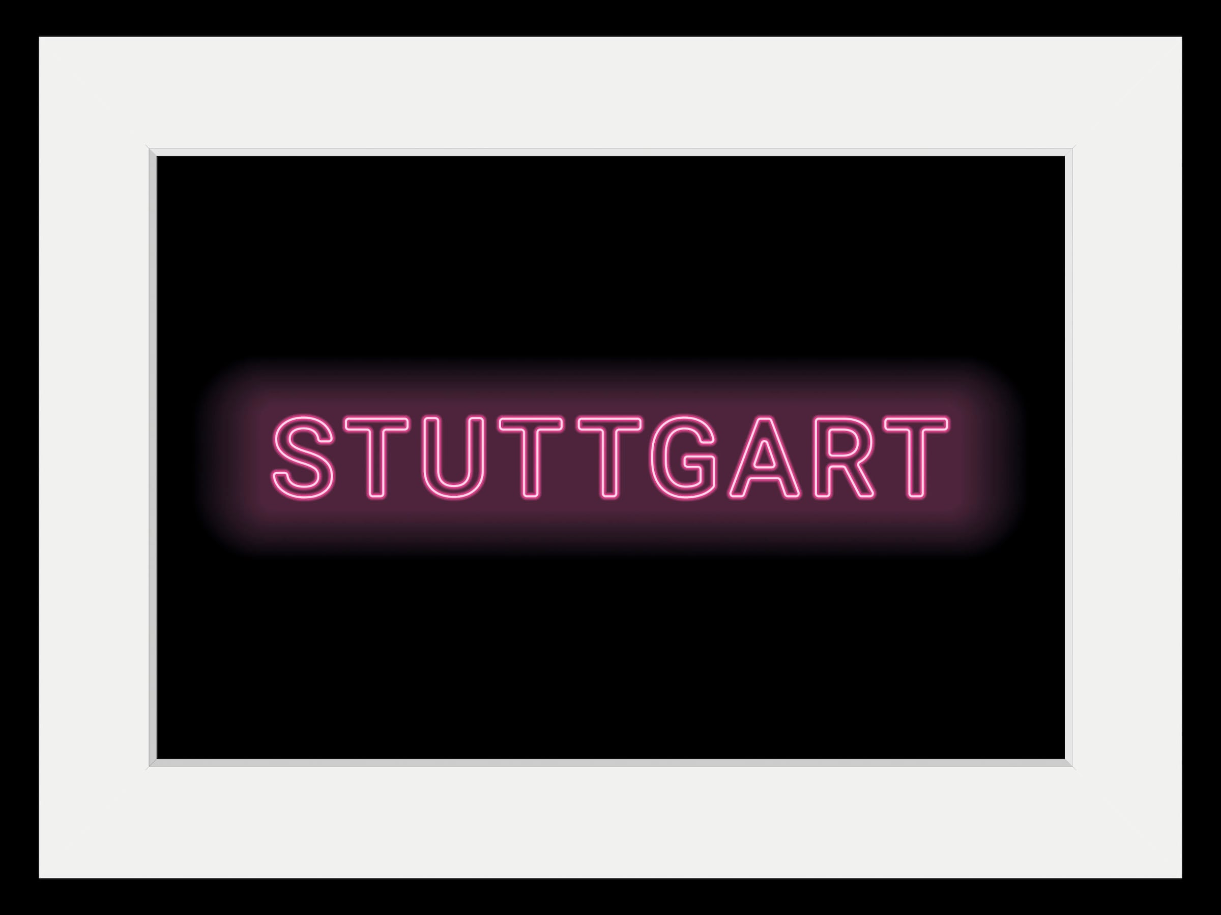 queence Bild »STUTTGART LIGHTS«, Städte-Schriftzug, (1 St.), HD Premium Poster-Druck inkl. Holzrahmen