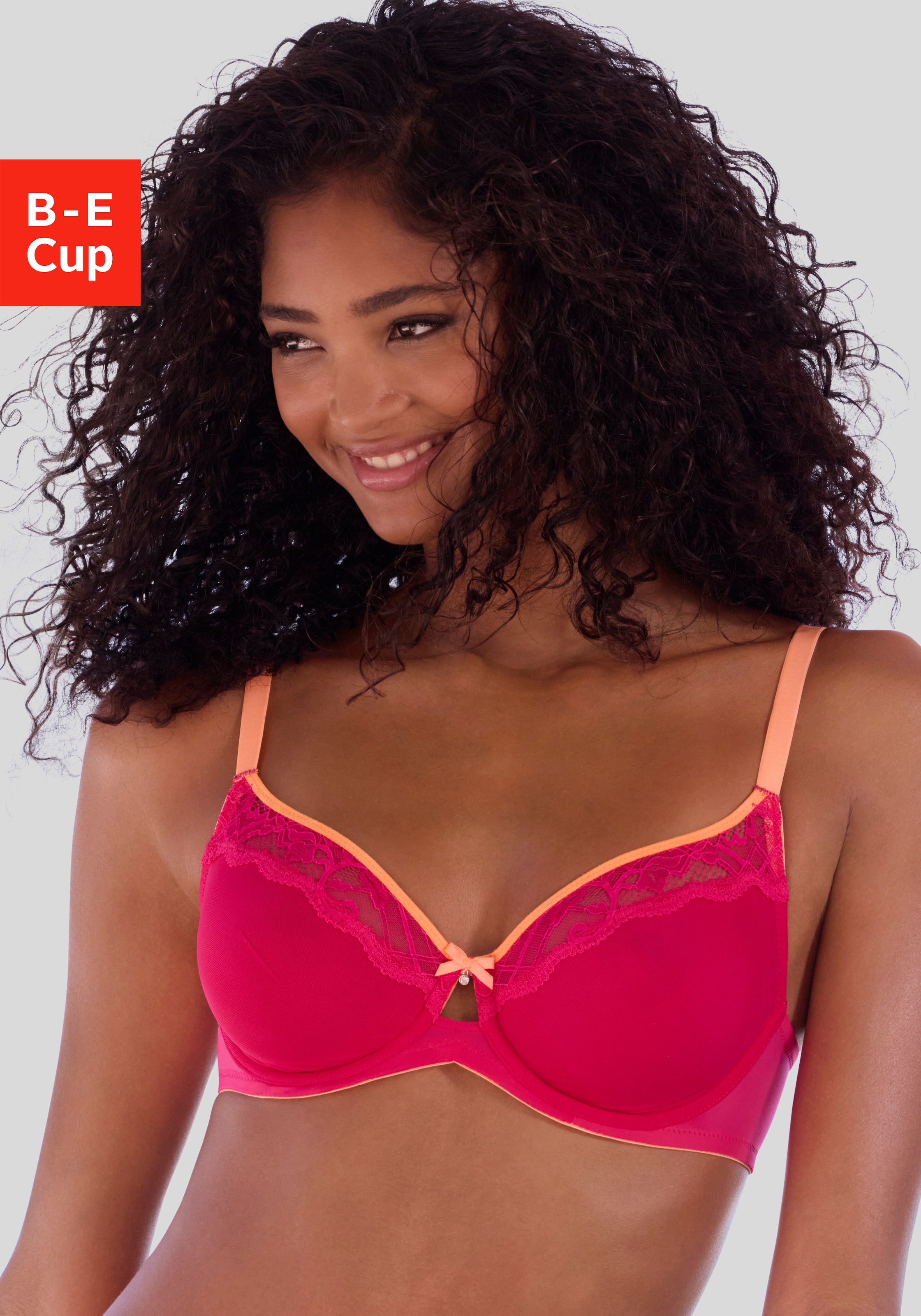 Vivance Damen Bügel-BH mit Bügel und hübschen Spitzeneinsätzen in pink, Größe Cup C