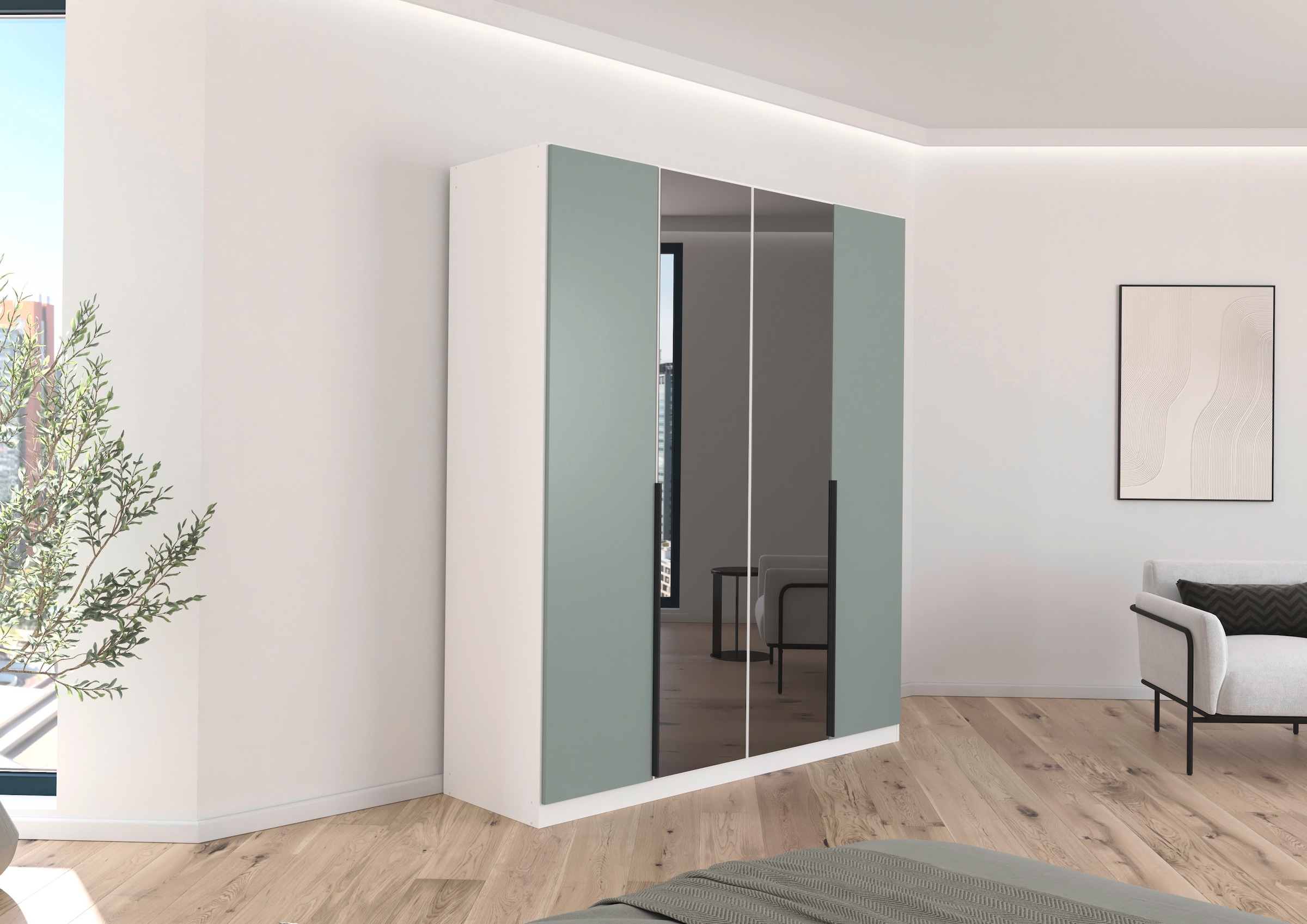 INOSIGN BY RAUCH Drehtürenschrank »Ferris Schrank Breite 2,10m BESTSELLER Schlafzimmerschrank«, Kleiderschrank mit Spiegel in den Ausführungen BASIC/CLASSIC/PREMIUM