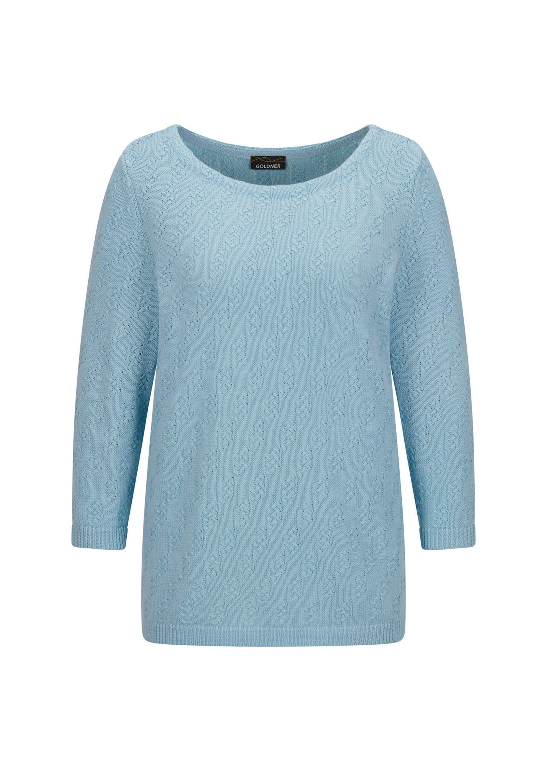 GOLDNER Rundhalspullover »Kurzgröße Halbarm Baumwollpullover mit Struktur« 3/4-Ärmel