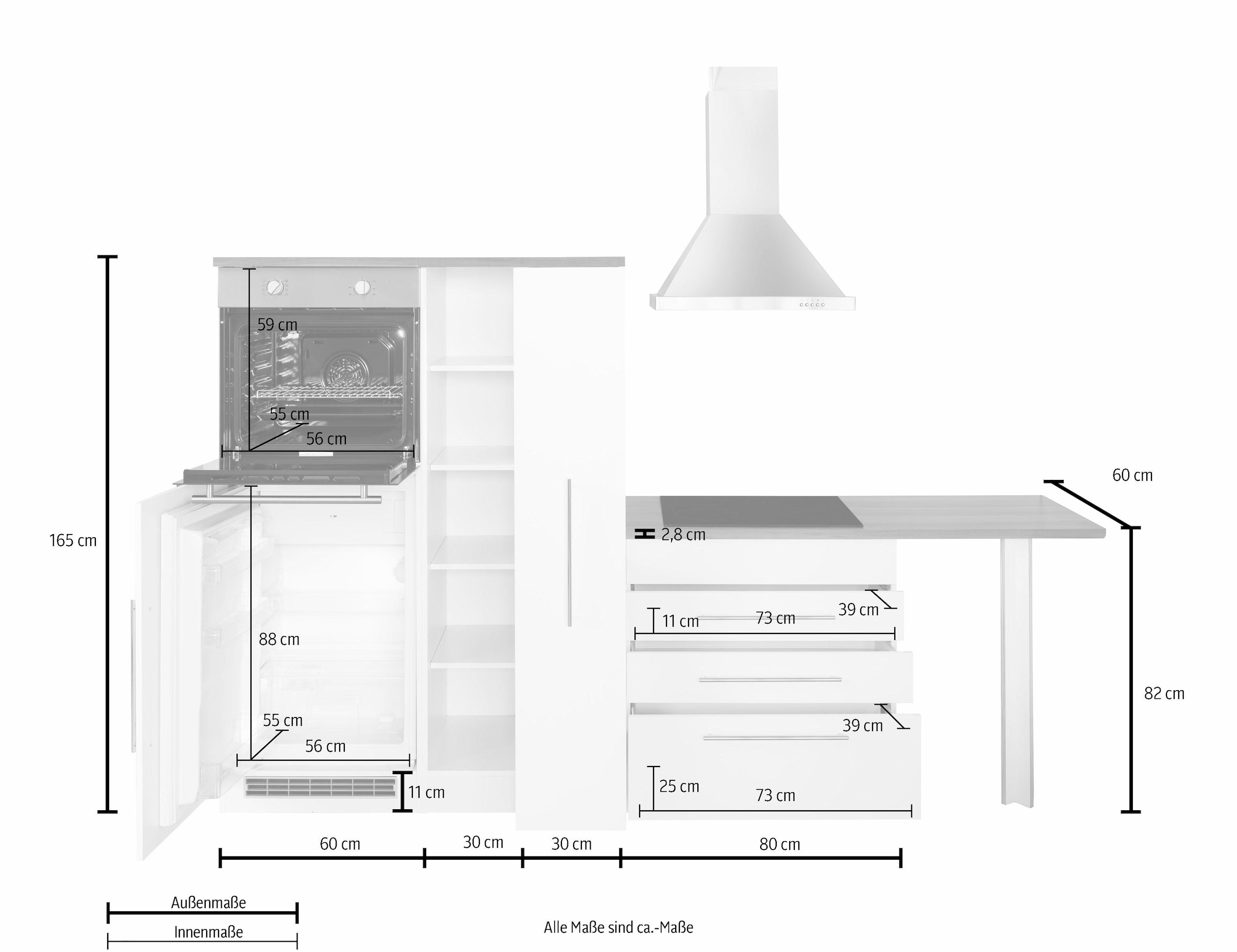 KOCHSTATION Winkelküche »KS-Samos«, Stellbreite 260x270 cm, wahlweise mit E-Geräten und Induktion