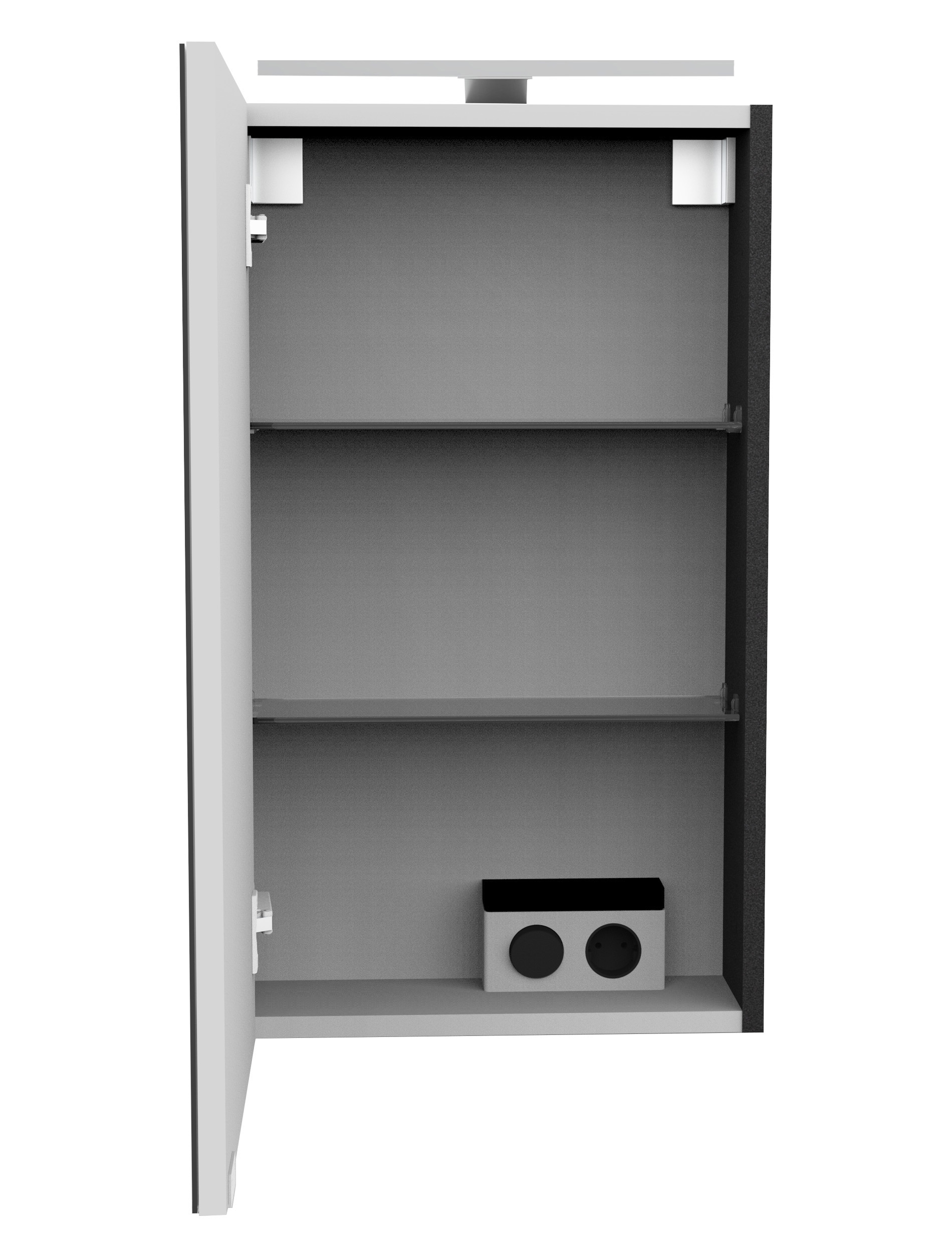 FACKELMANN Spiegelschrank »SBC« Spiegelschrank mit LED-Aufsatzleuchte,  für das Gästebad, Schalter und Steckdose, Breite 40cm, Anschlag links