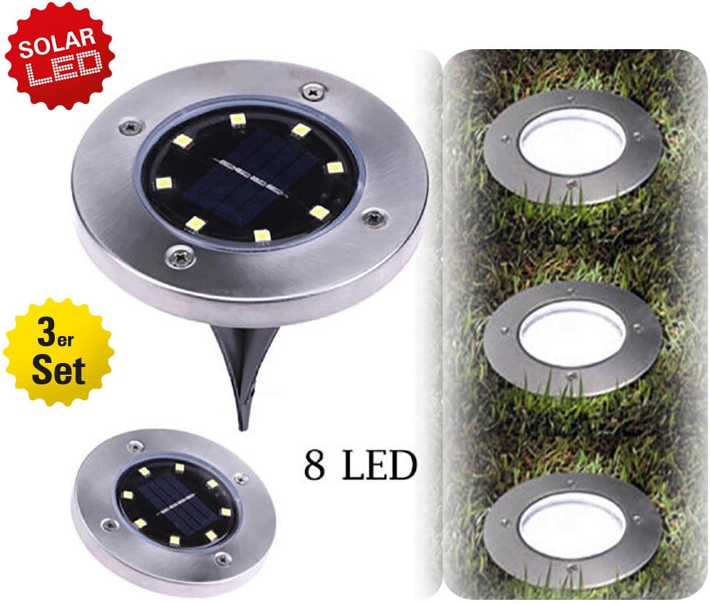 näve LED Gartenleuchte »Kian«, 3er-Set LED Solar-Boden-Erdspieß,je incl. 8  LED´s; 4lm total 0,6W im OTTO Online Shop