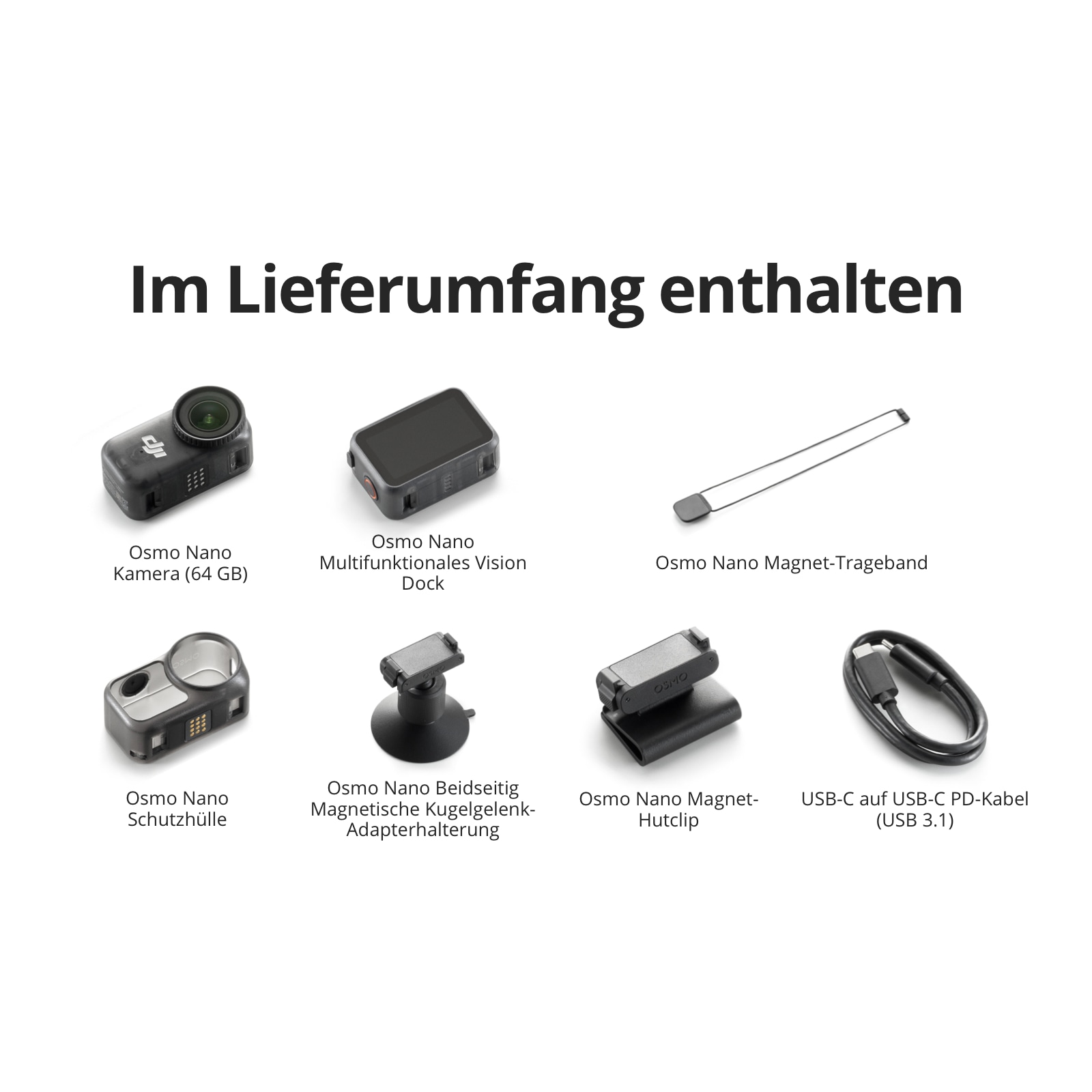 DJI Camcorder »DJI Osmo Nano Standard Combo (64GB)« 4K Ultra HD Bluetooth
