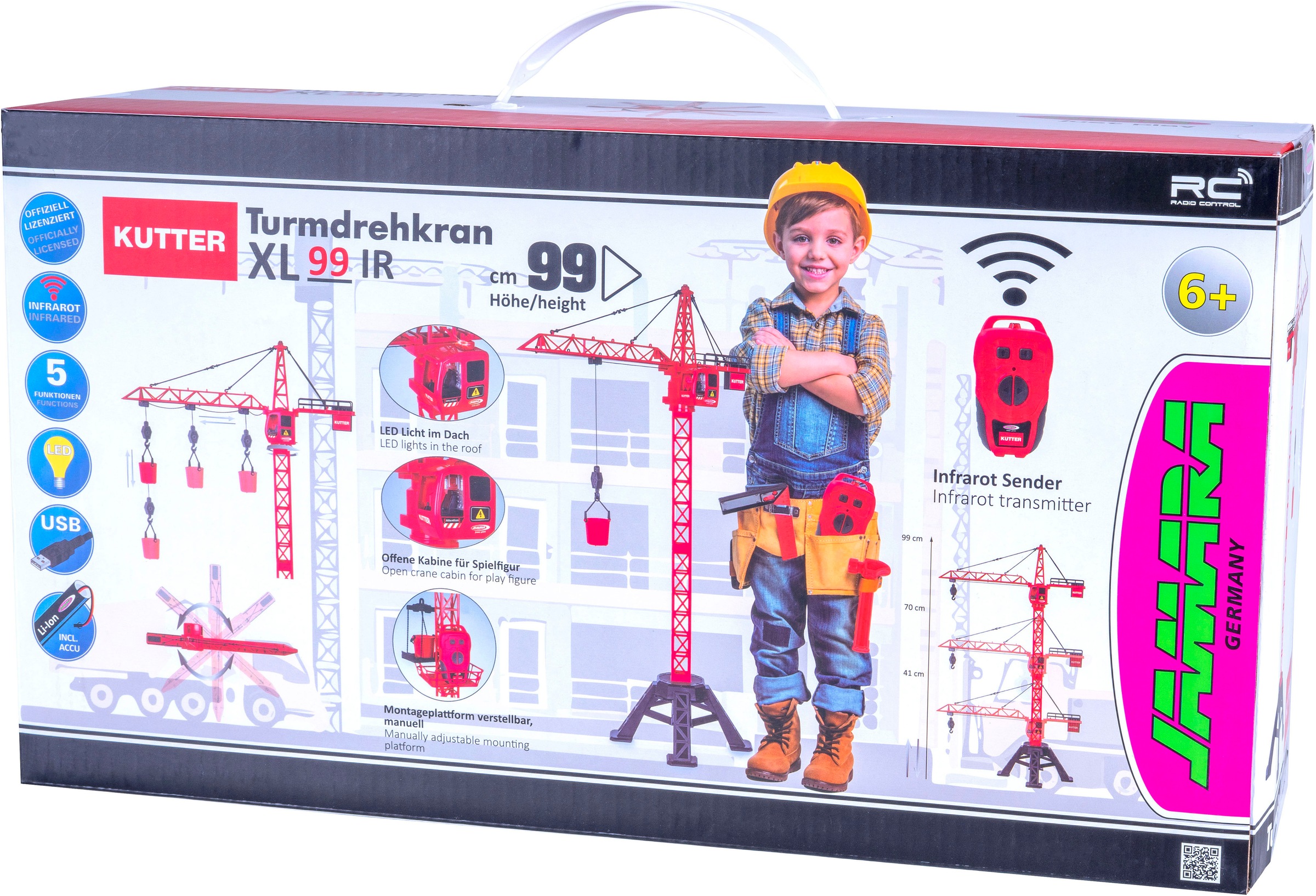 Jamara RC-Kran »Turmdrehkran Kutter XL 99 IR«, LED Licht im Dach
