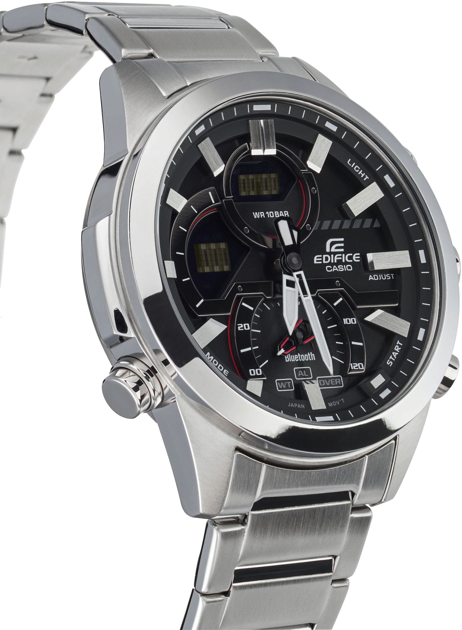 CASIO EDIFICE Smartwatch, Armbanduhr,Herrenuhr,Bluetooth,Stoppfunktion,Weltzeit,Edelstahlarmband)