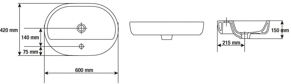 CORNAT Aufsatzwaschbecken »Caspia oval«, mit Armatur