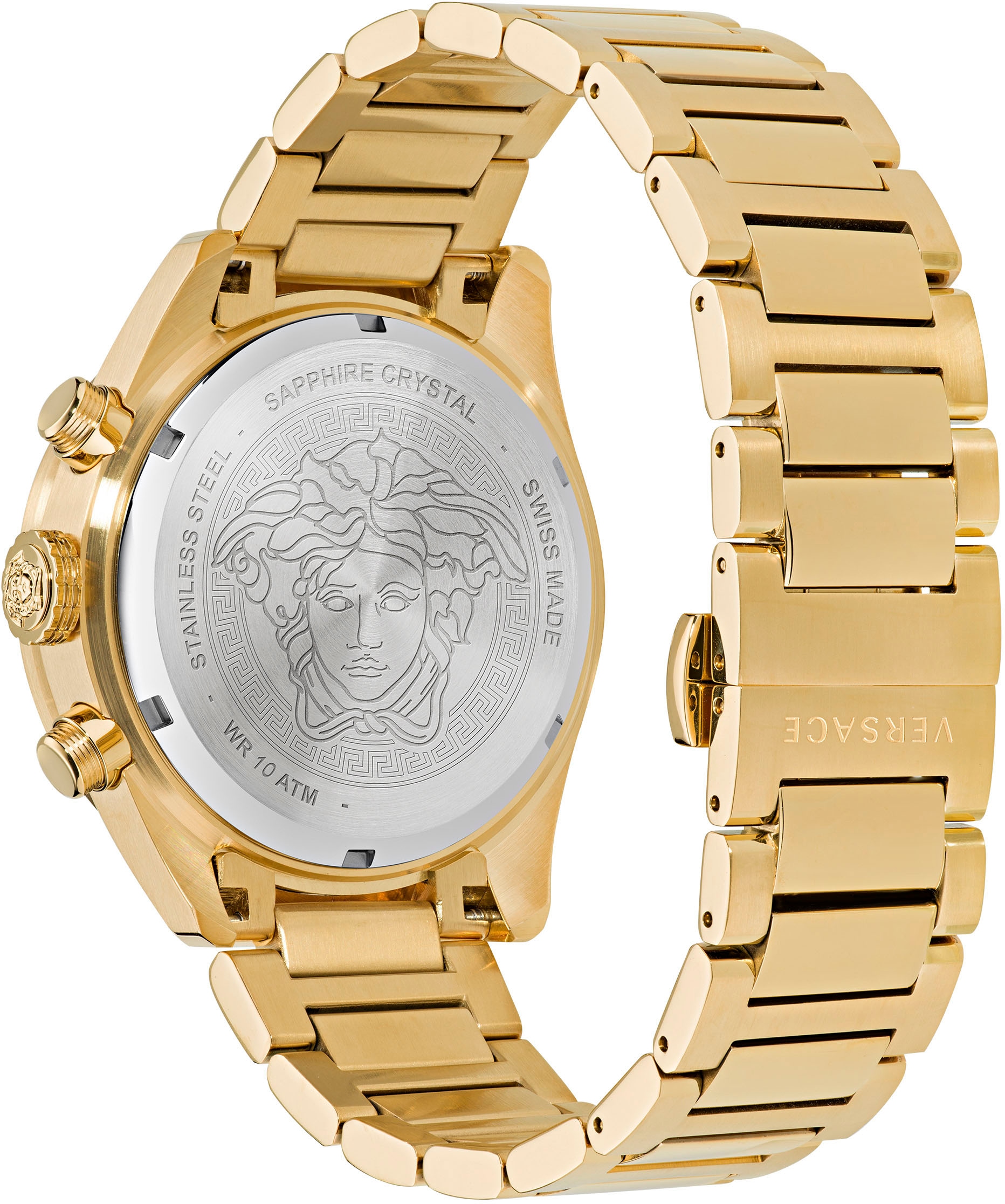 Versace Chronograph »GRECA DOME CHRONO, VE6K00523«, Quarzuhr, Armbanduhr, Herrenuhr, Saphirglas, Stoppfunktion, Swiss Made