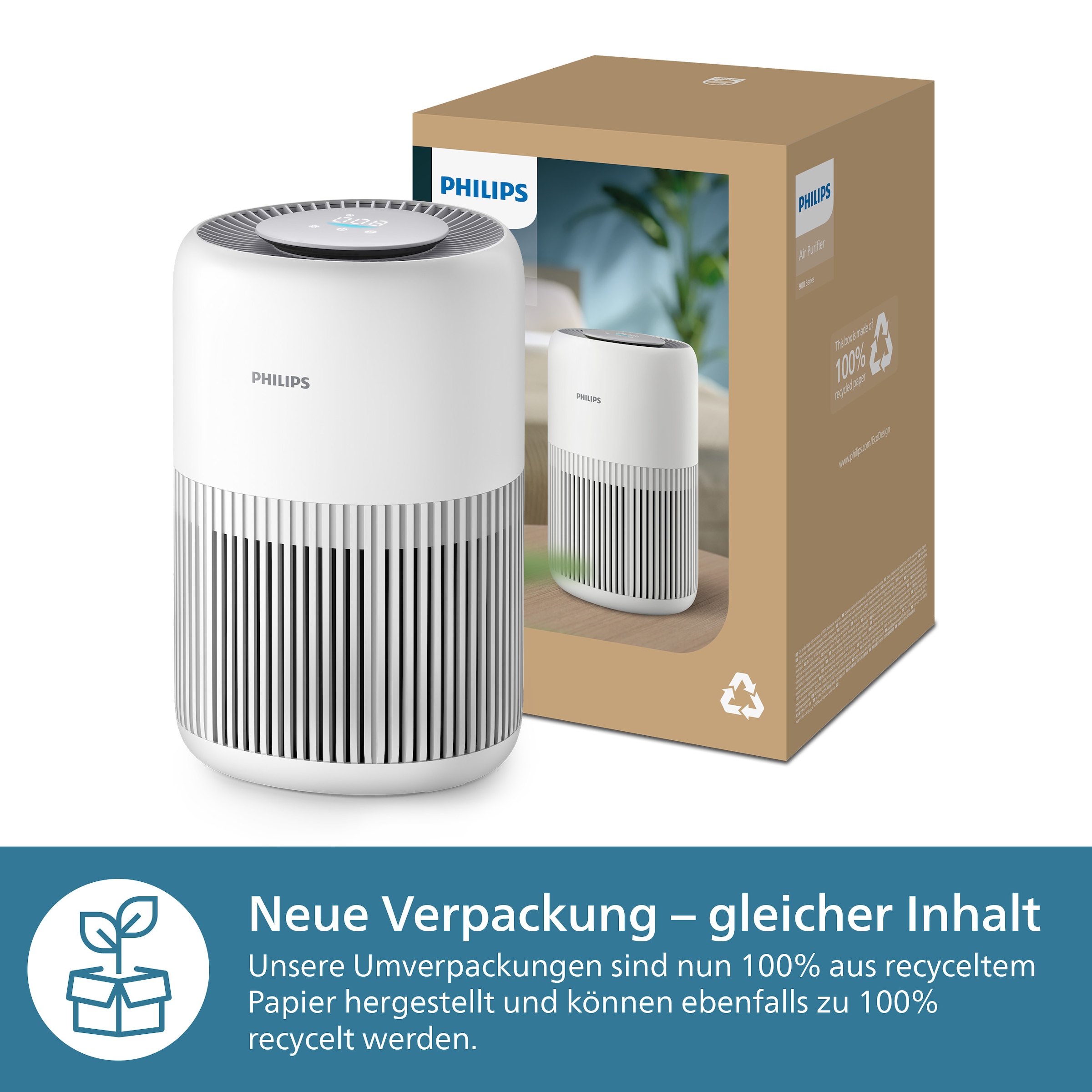 Philips Luftreiniger »AC0920/10 PureProtect Mini 900 Series, Luftreinigungsrate 250 m³/h«, für 65 m² Räume, 2-Schichten-HEPA-Filtersystem, leise