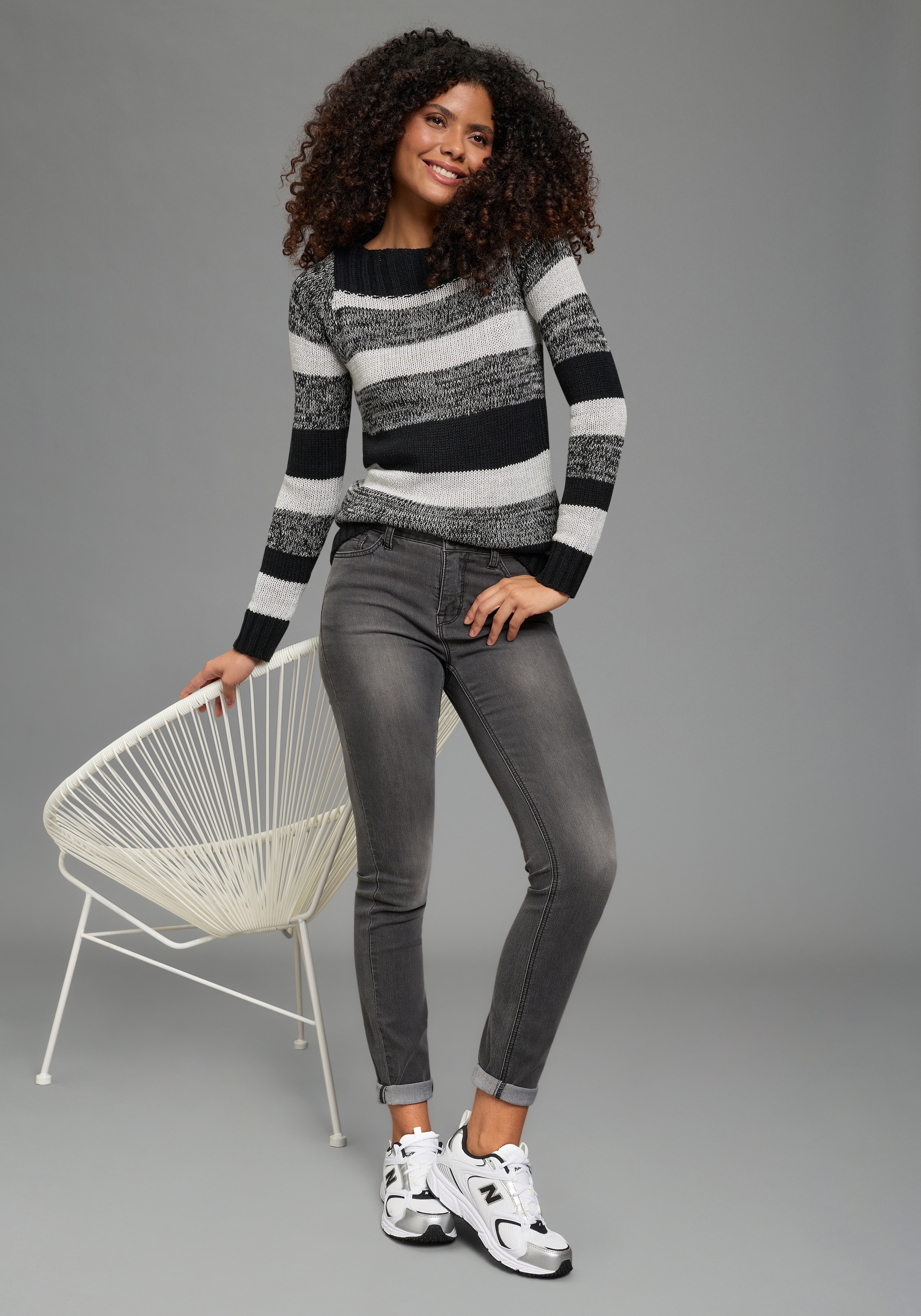 AJC Strickpullover mit U-Boot Ausschnitt und tollem Streifendesign