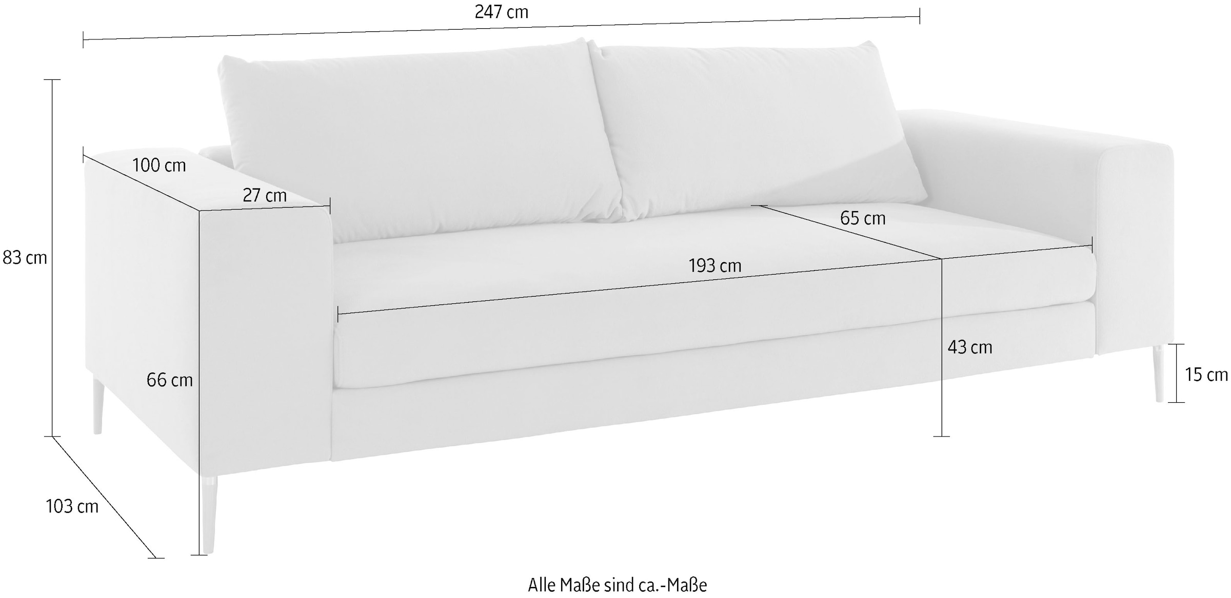 OTTO products 3-Sitzer »Finnja, softer, legerer Sitzkomfort, hoher Fuß, bequem und elegant«, mit Recycling-Bezug