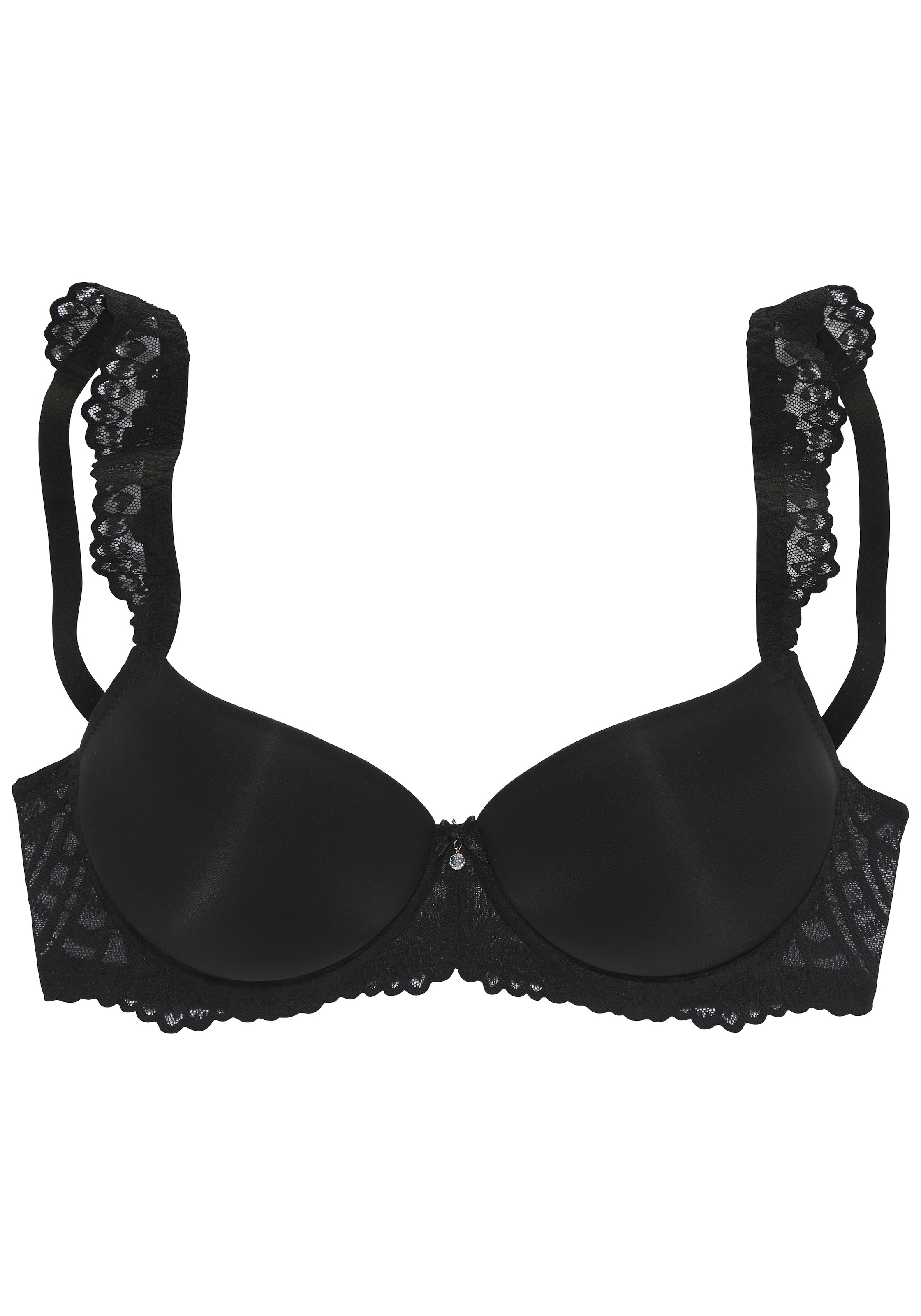 LASCANA Schalen-BH »Flora«, mit wunderschönen Spitzenträgern und edlem Glitzeraccessoire, Dessous