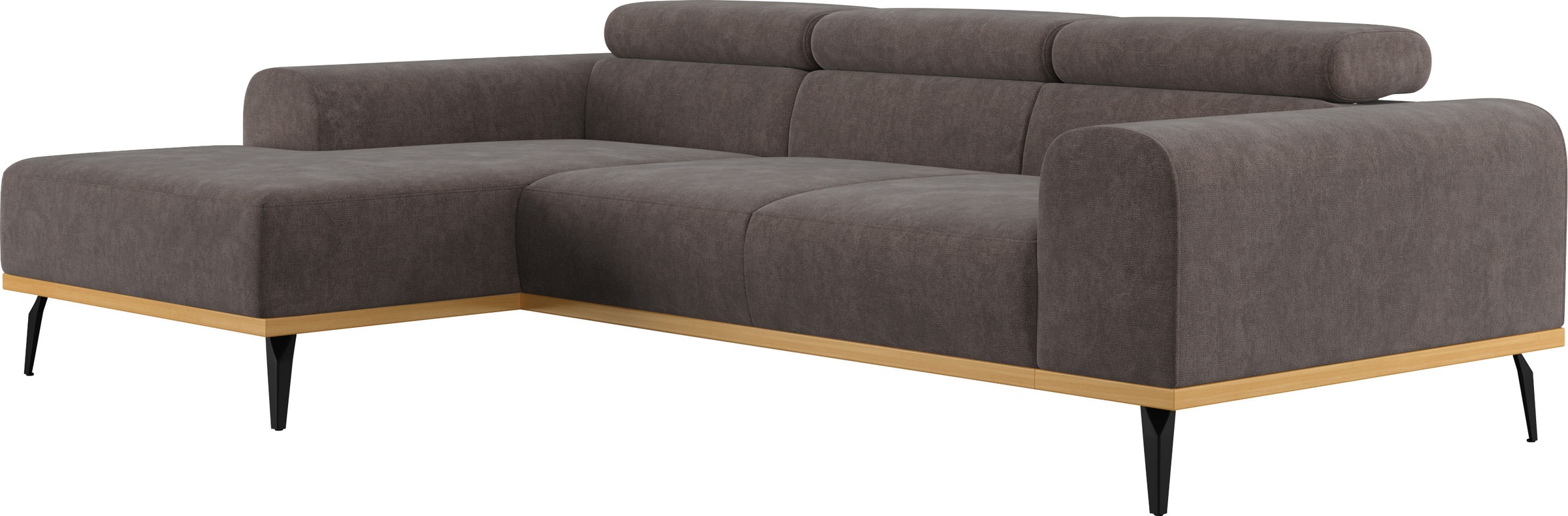 Places of Style Ecksofa »Carlo L-Form«, mit Kopfteilverstellung & Holz-Rahmenoptik, wahlweise Relaxfunktion