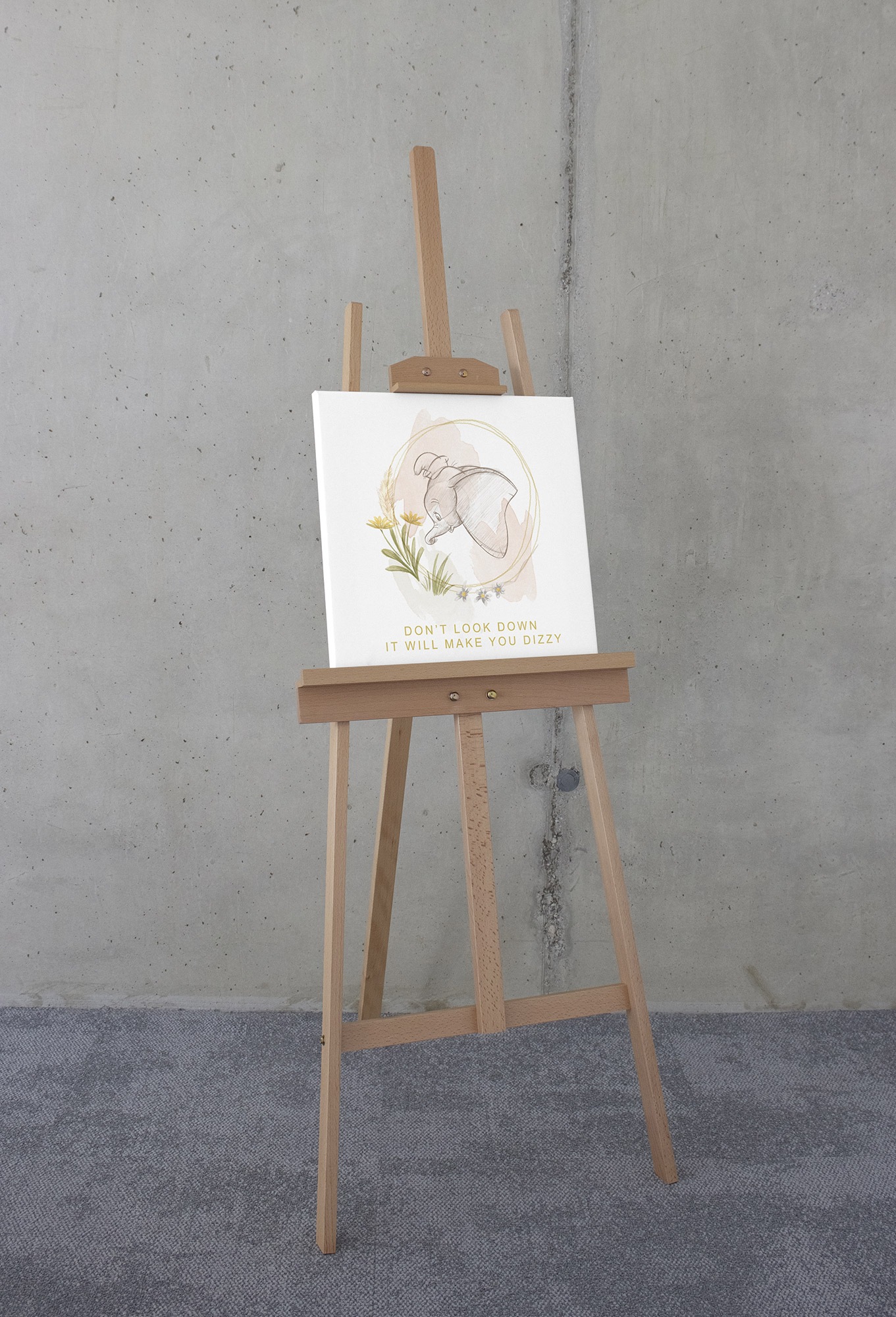 Komar Leinwandbild »Disney Dumbo Don't Look Down«, Disney, (1 St.), 40 x 40 cm (Breite x Höhe) - Kinderzimmer, Dekoration