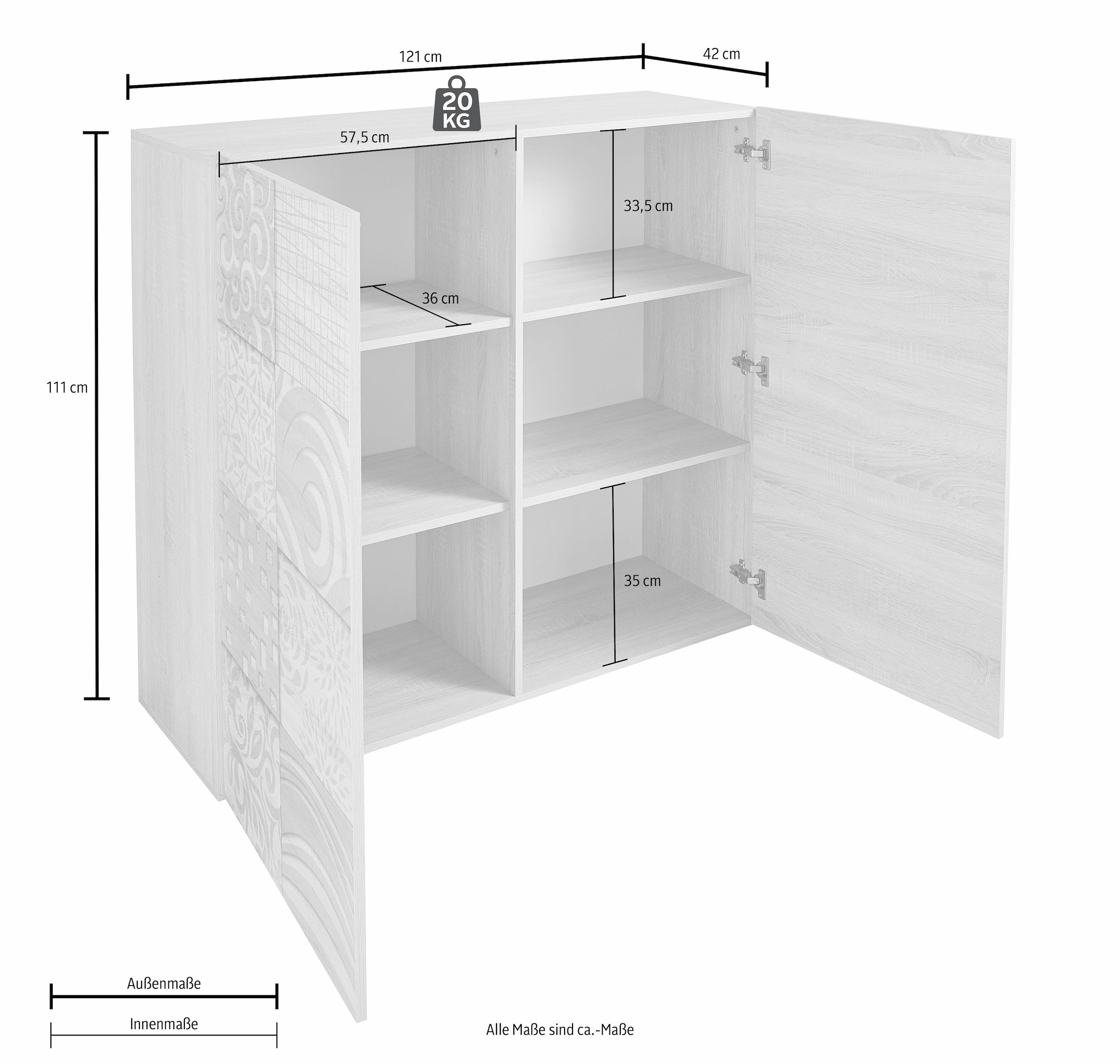 121 Siebdruck mit Breite »Miro«, Online cm LC OTTO Shop Highboard dekorativem