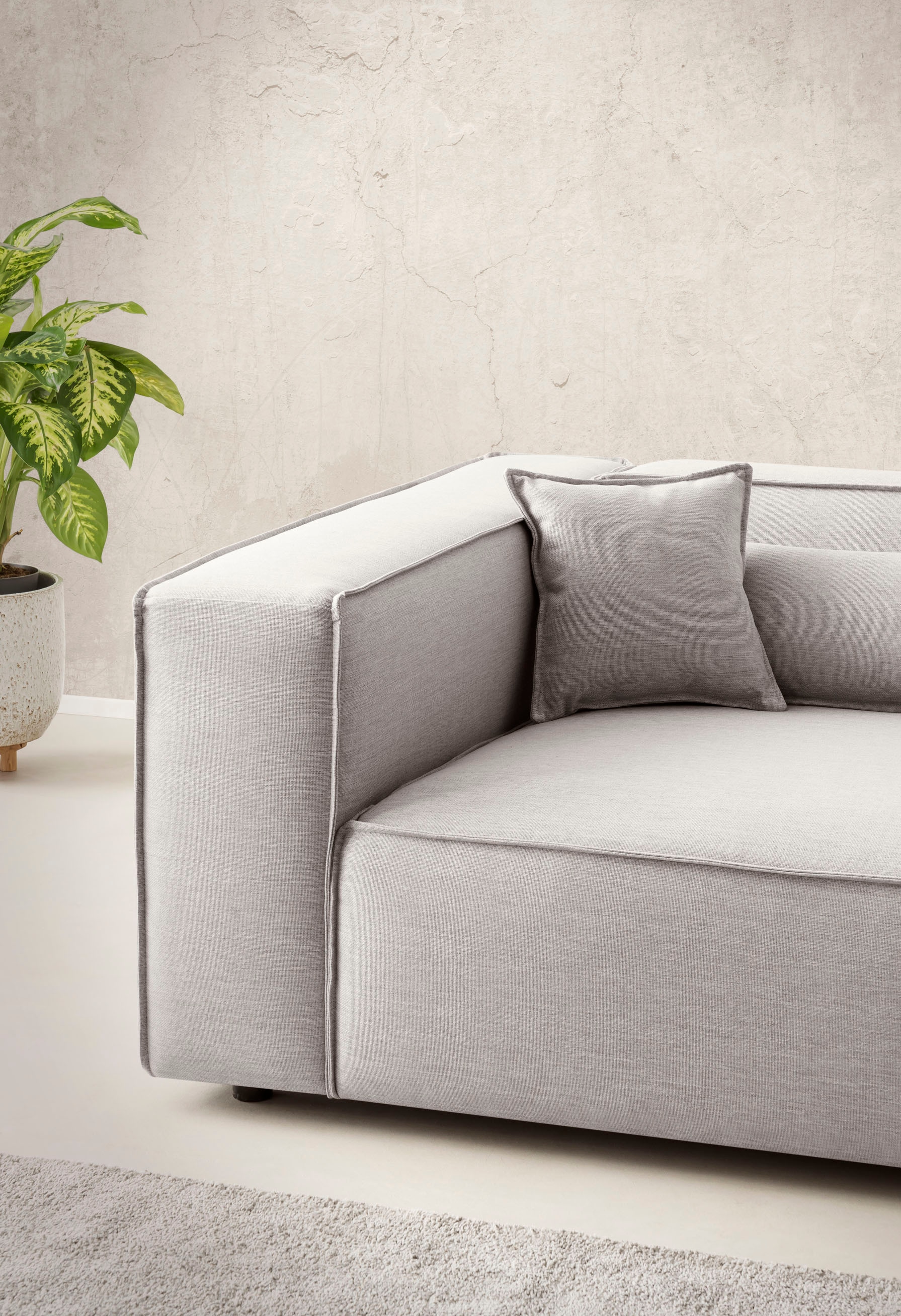 LeGer Home by Lena Gercke 3-Sitzer »PIARA XXL, Sofa mit Kedernaht in Cord, Leinenoptik o. Strukturstoff« schwarze Füße, bequemer Sitzkomfort, extra tiefe Sitzfläche